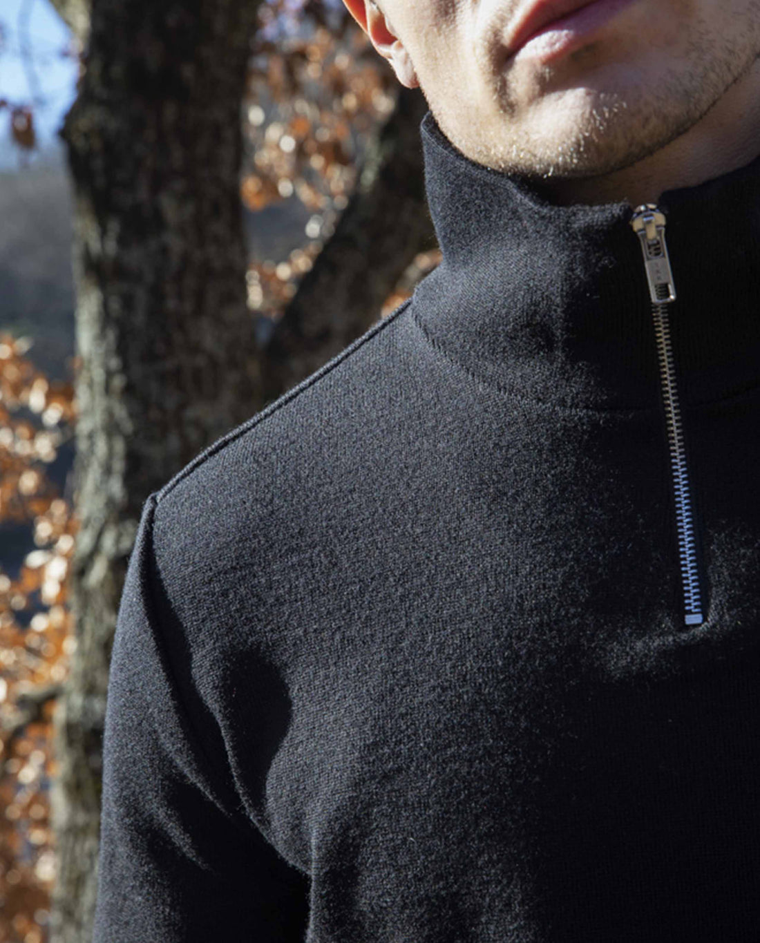 marché commun cabane pull camioneur laine mérinos extra fine homme éthique fabriqué en france noir