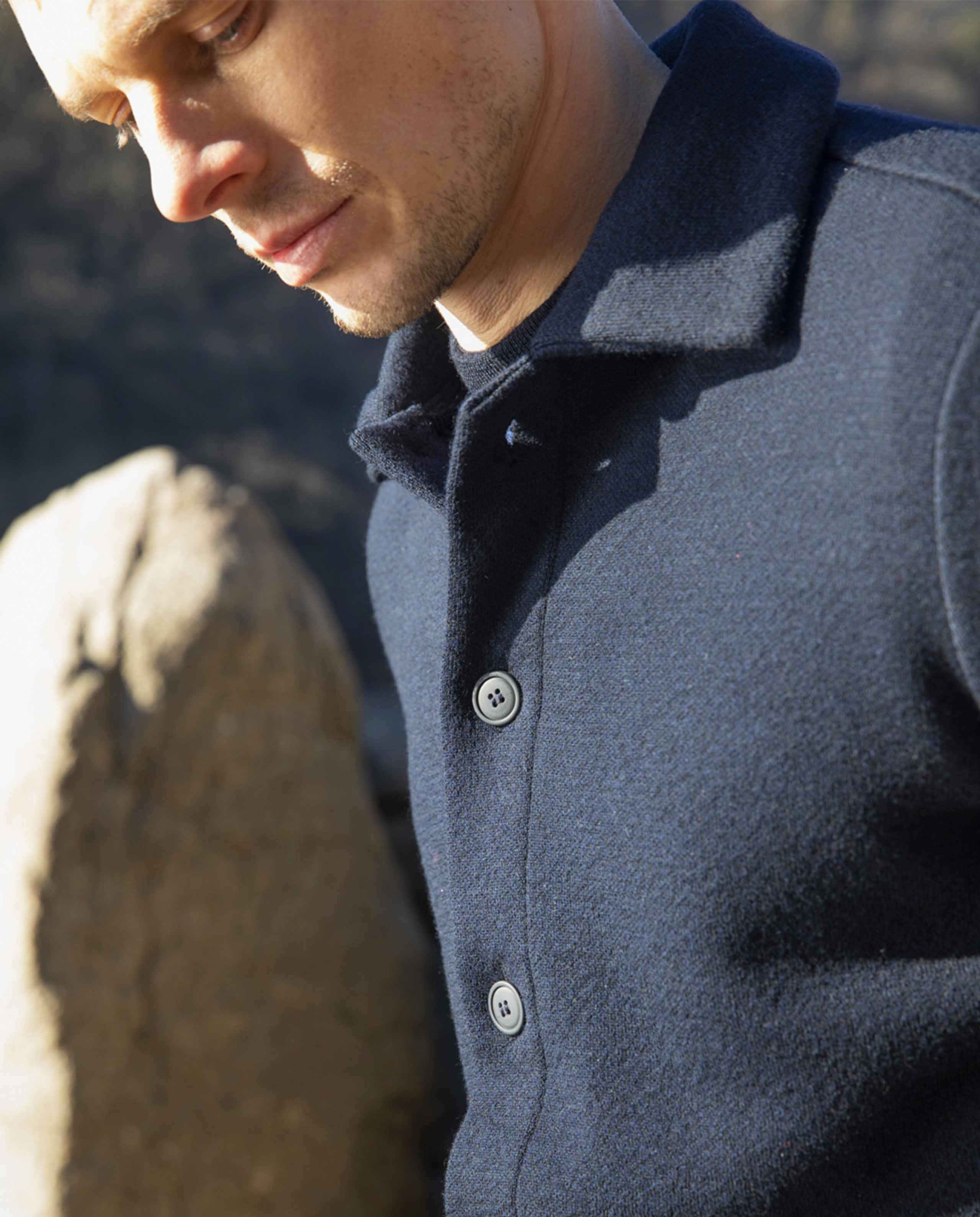 marché commun cabane surchemise laine mérinos bleu marine homme fabriquée en France