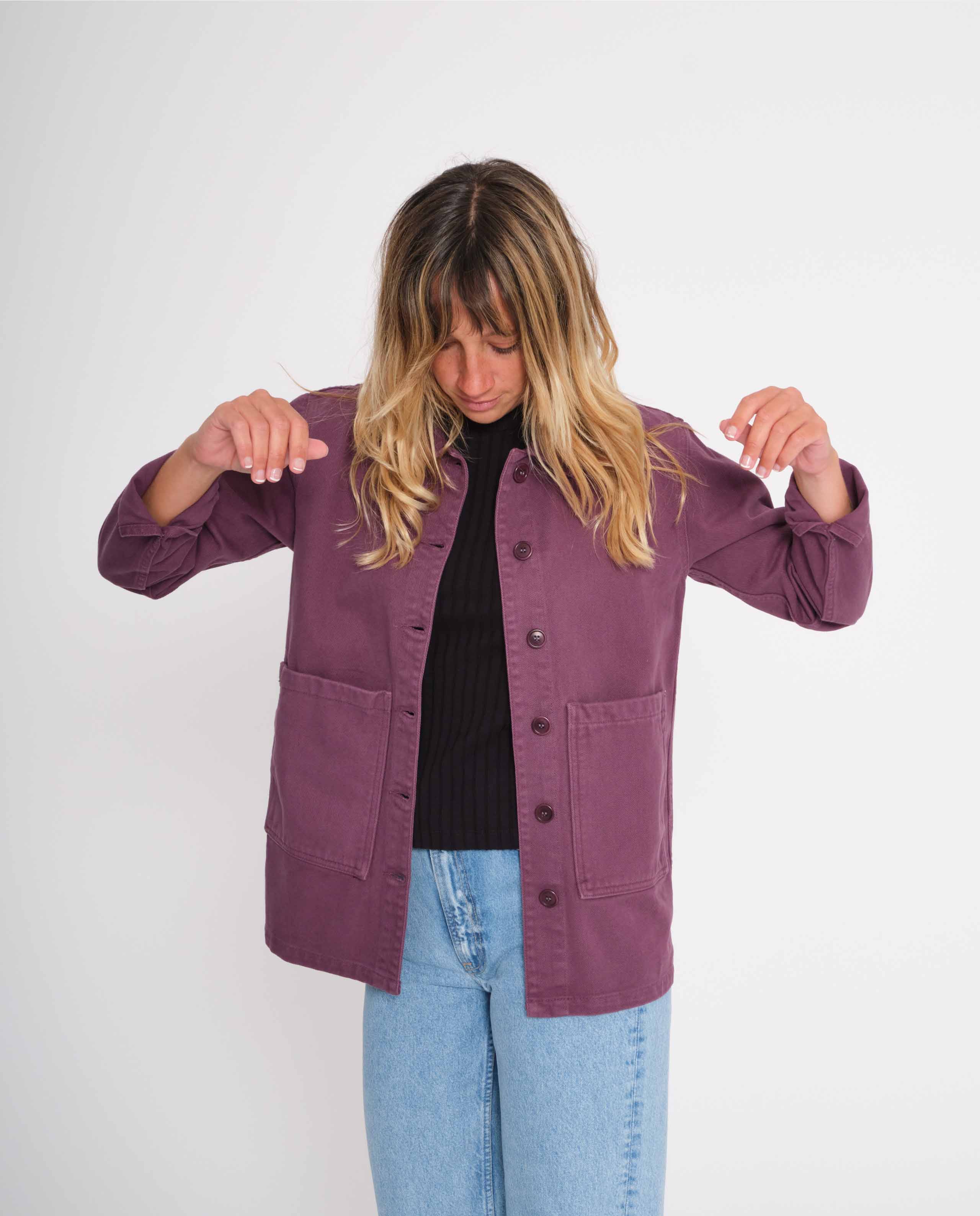 marché commun graine veste de travail femme coton biologique violet
