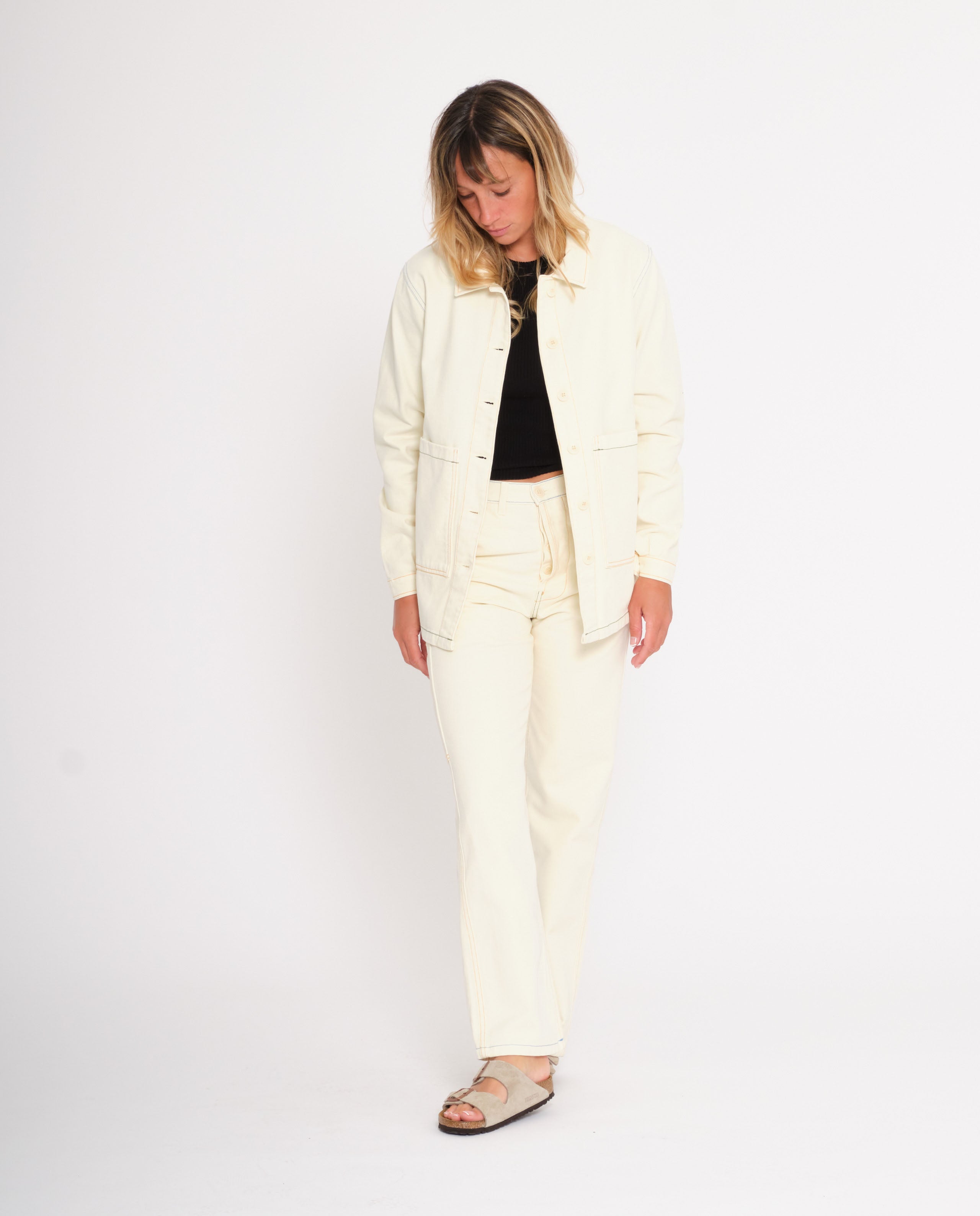 marché commun graine femme veste de travail coton biologique éthique écru