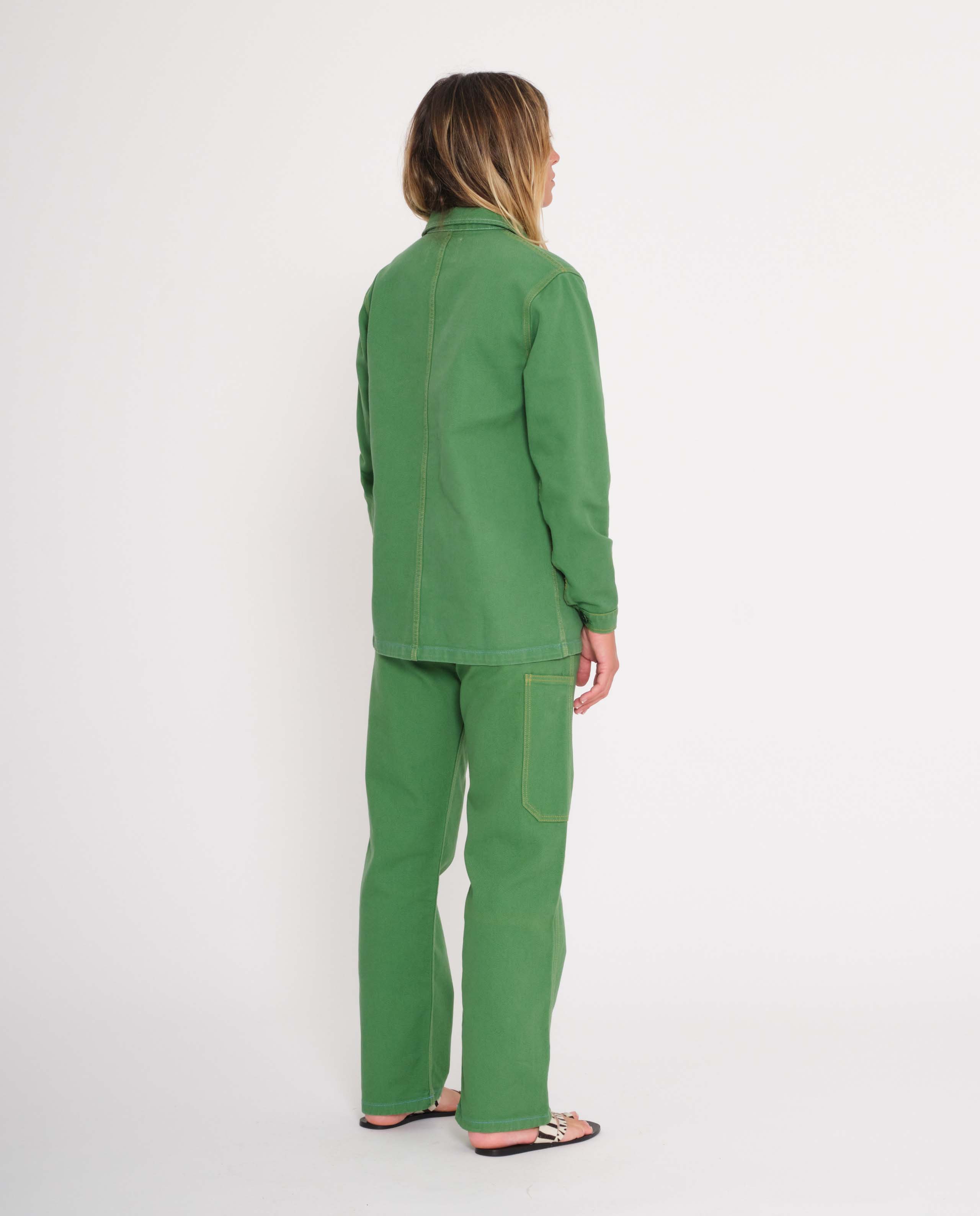 marché commun graine femme veste de travail coton biologique éthique vert gazon