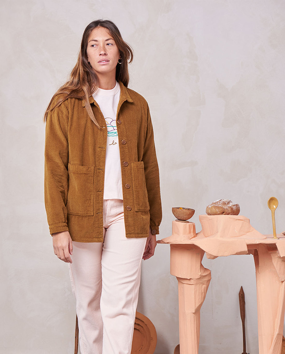 marché commun graine veste de travail velours côtelé biologique camel