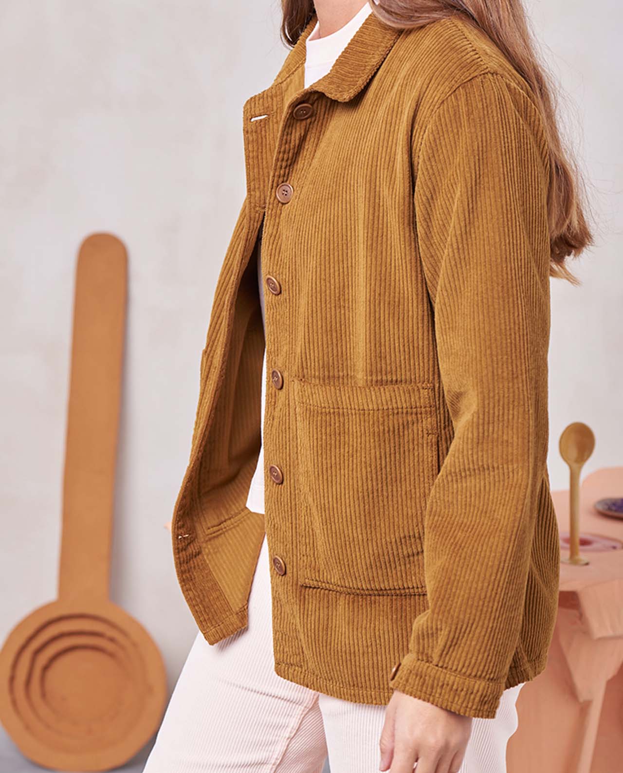 marché commun graine veste de travail velours côtelé biologique camel