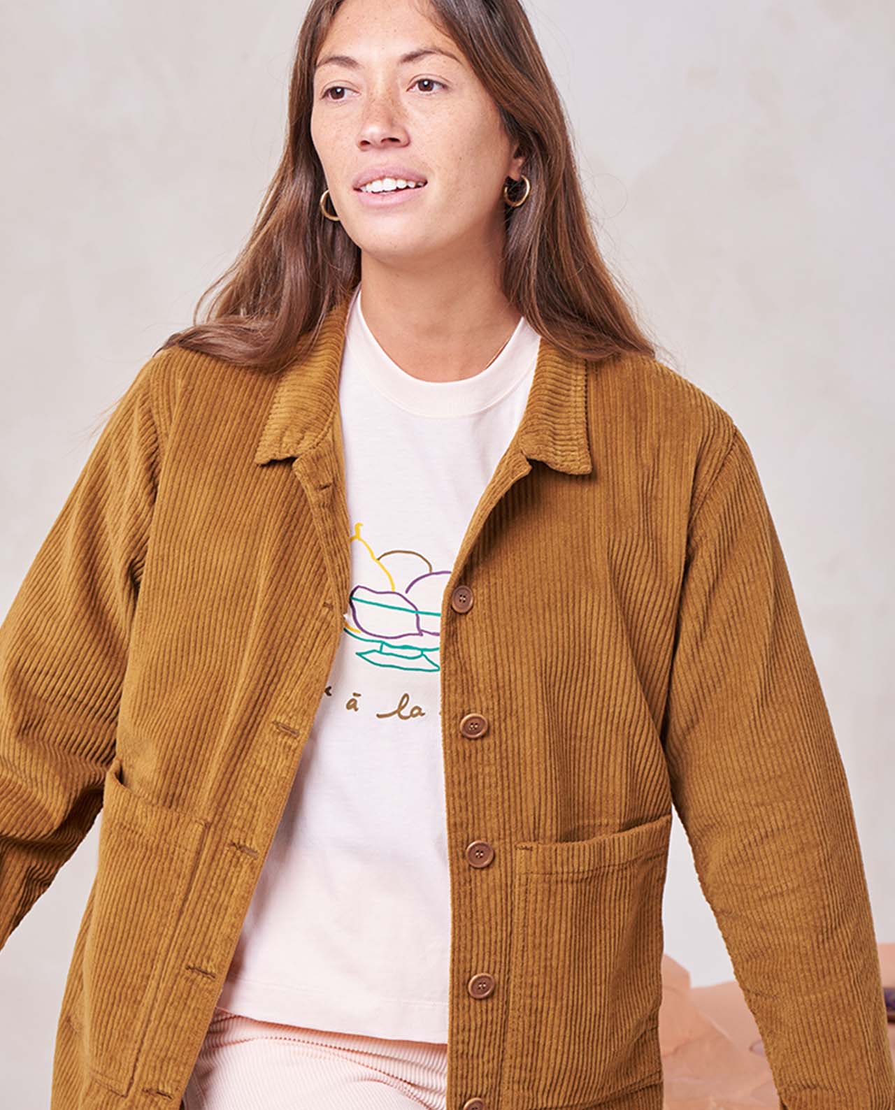 marché commun graine veste de travail velours côtelé biologique camel