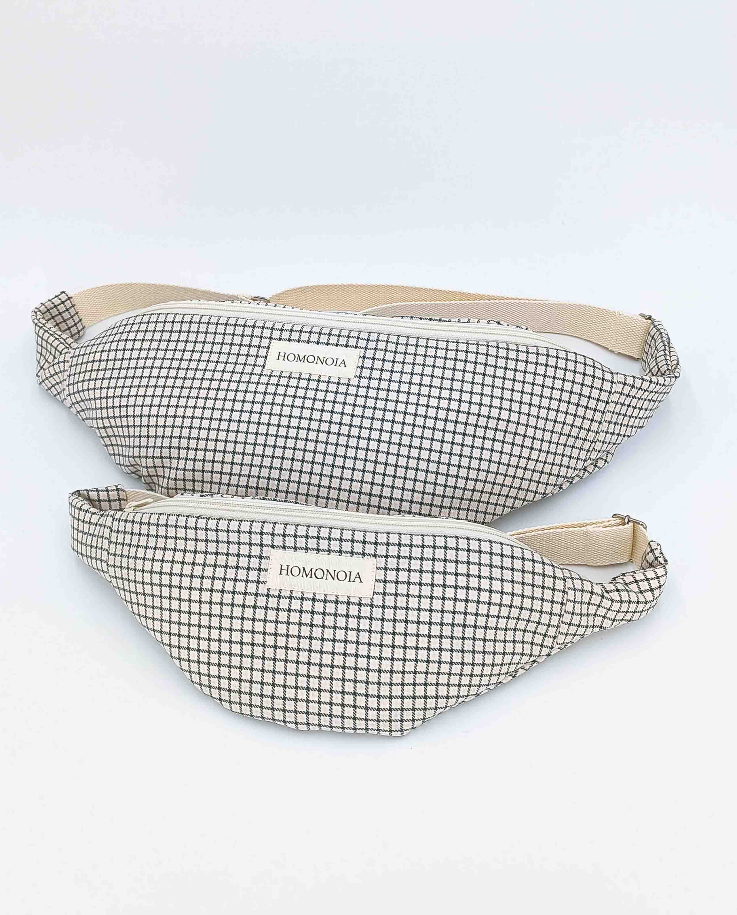 marché commun banane sac upcyclée éco-responsable éthique carreaux vert rose homonoia paris