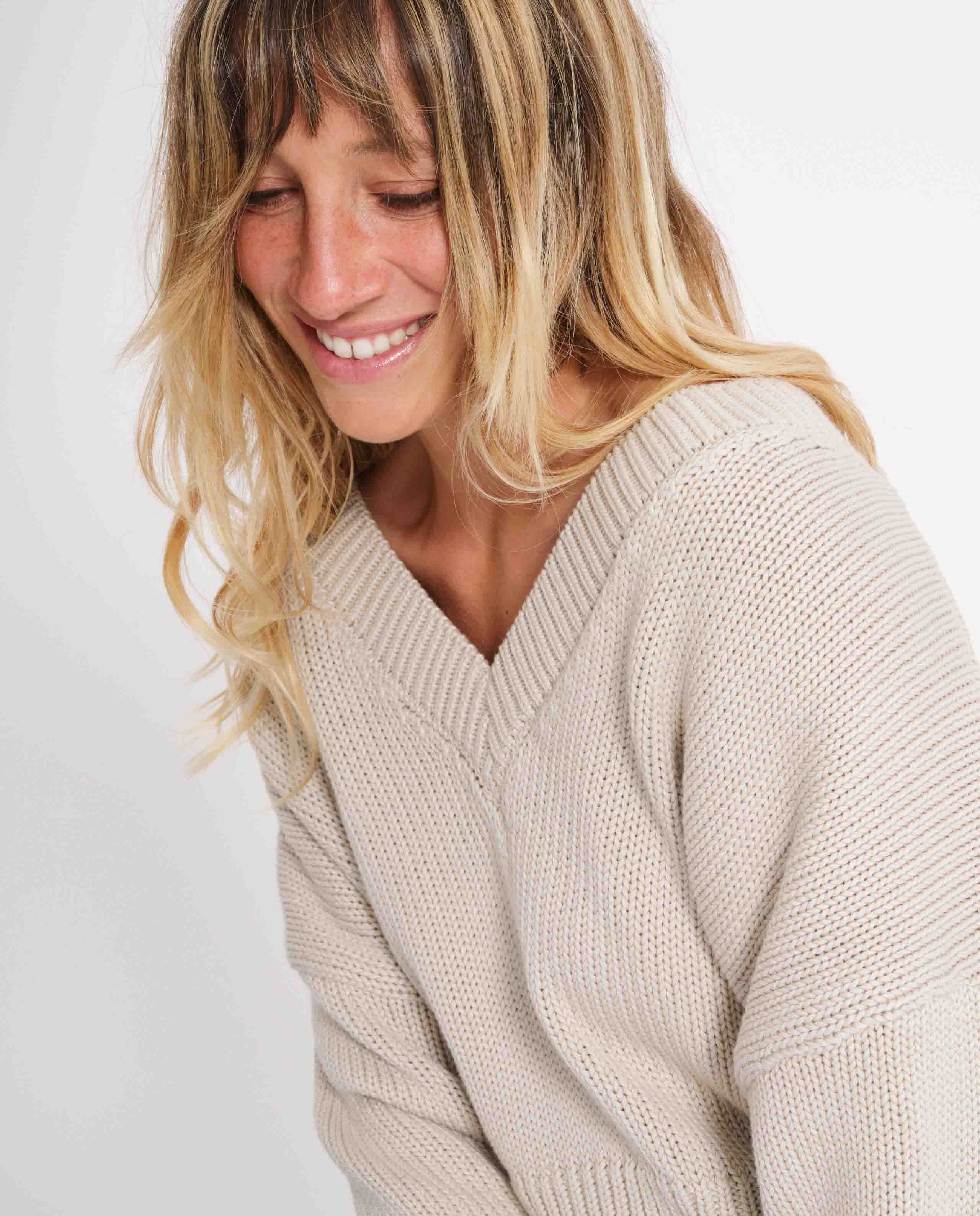 marché commun jan n june femme pull oversize coton biologique ivoire