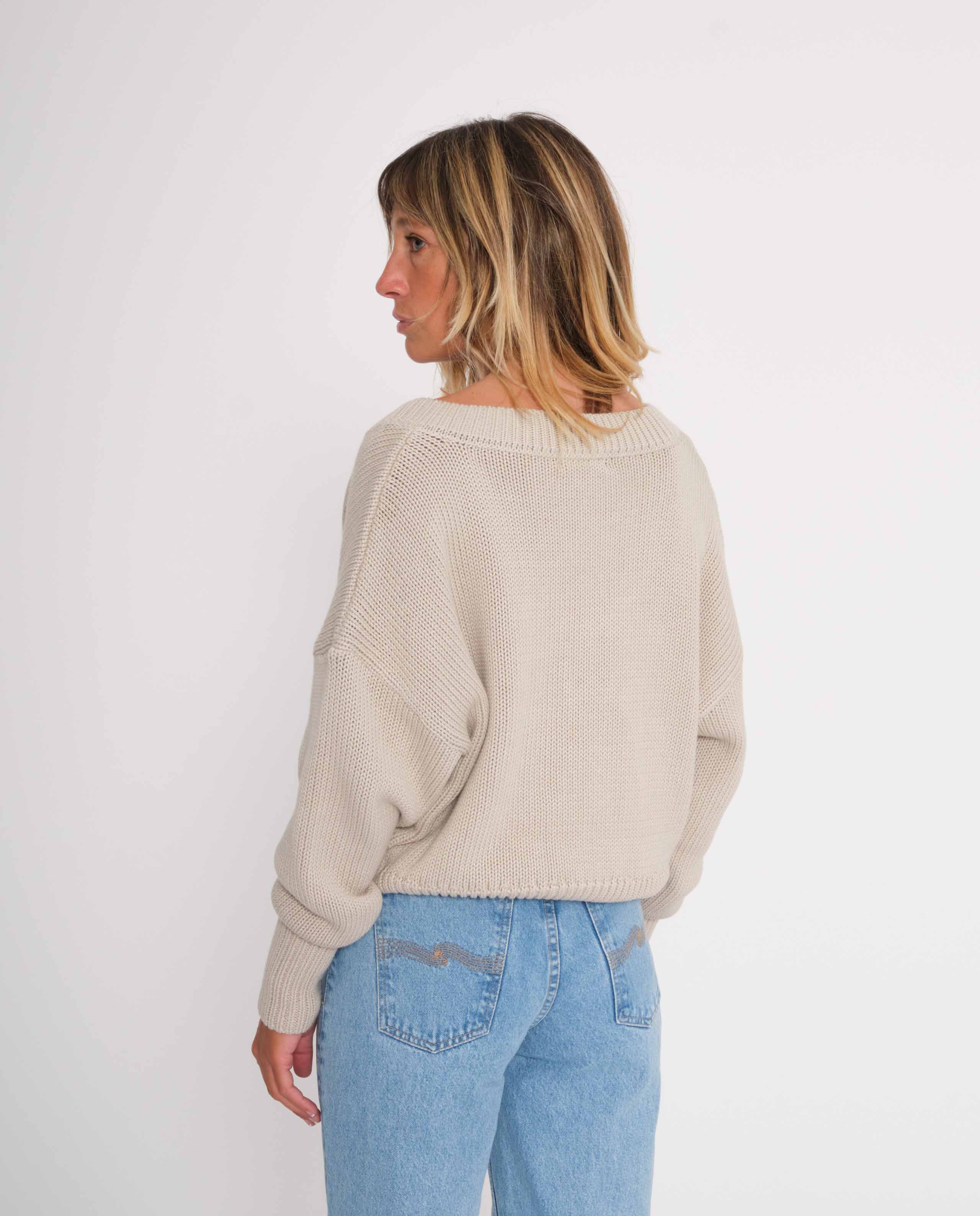 marché commun jan n june femme pull oversize coton biologique ivoire