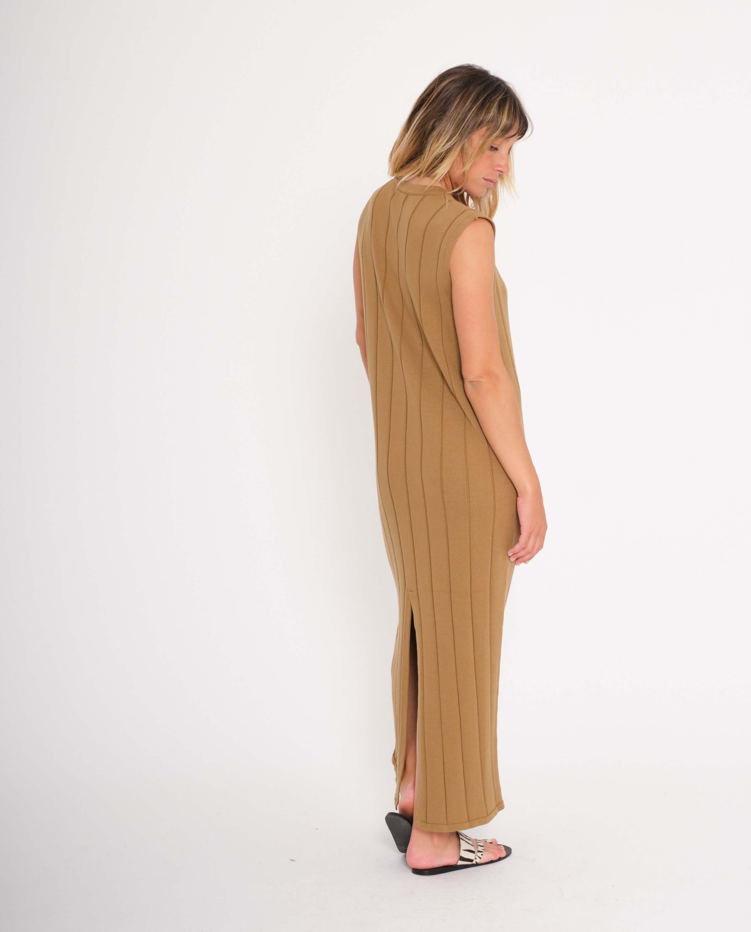 marché commun jan n june femme robe maille côtelée biologique marron