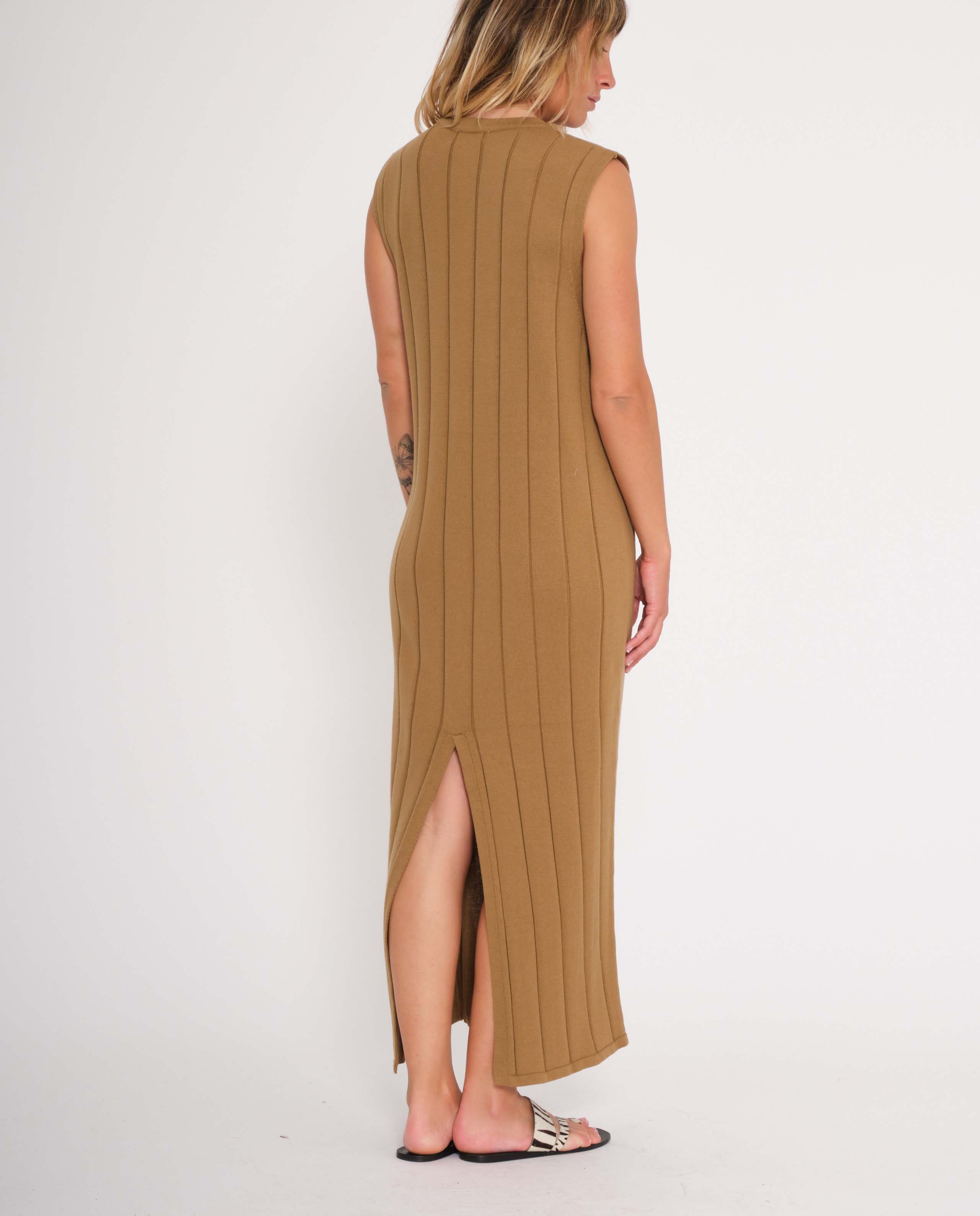 marché commun jan n june femme robe maille côtelée biologique marron