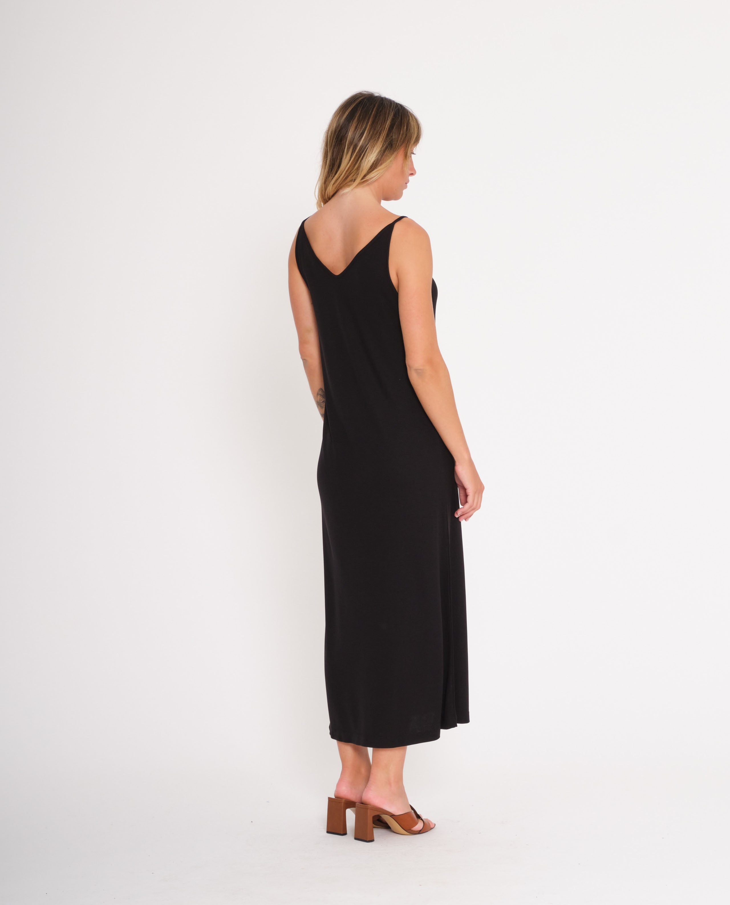 marché commun jan n june femme robe midi tencel bretelles noire