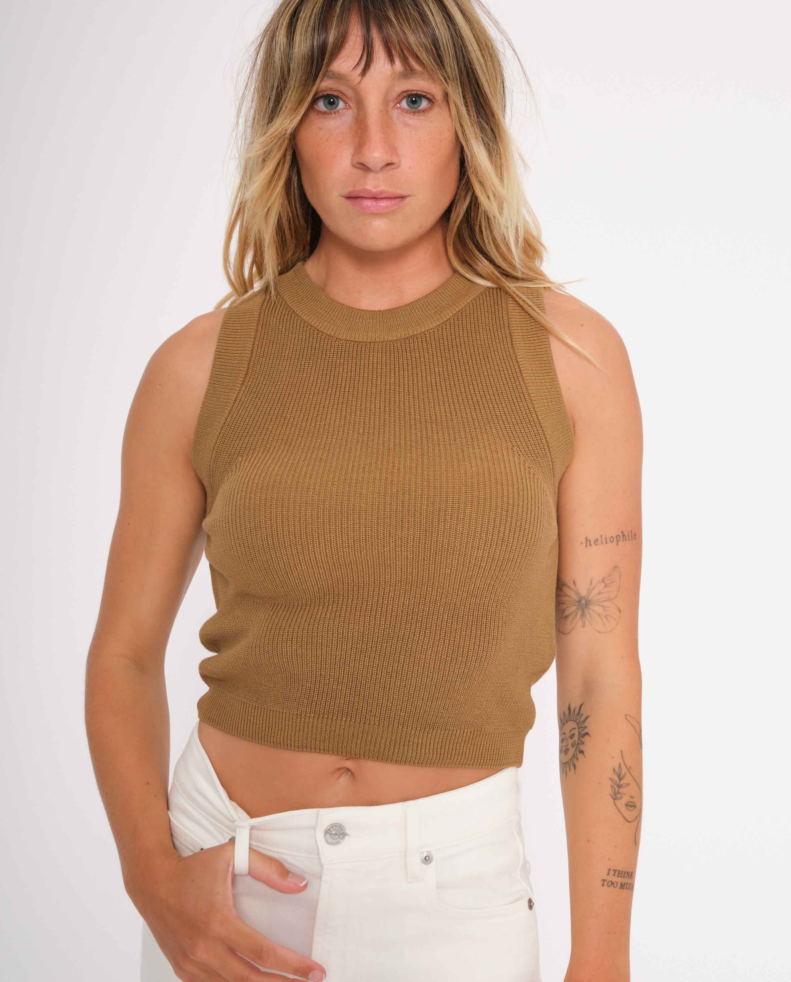 marché commun jan n jun tank top débardeur maille biologique marron noisette