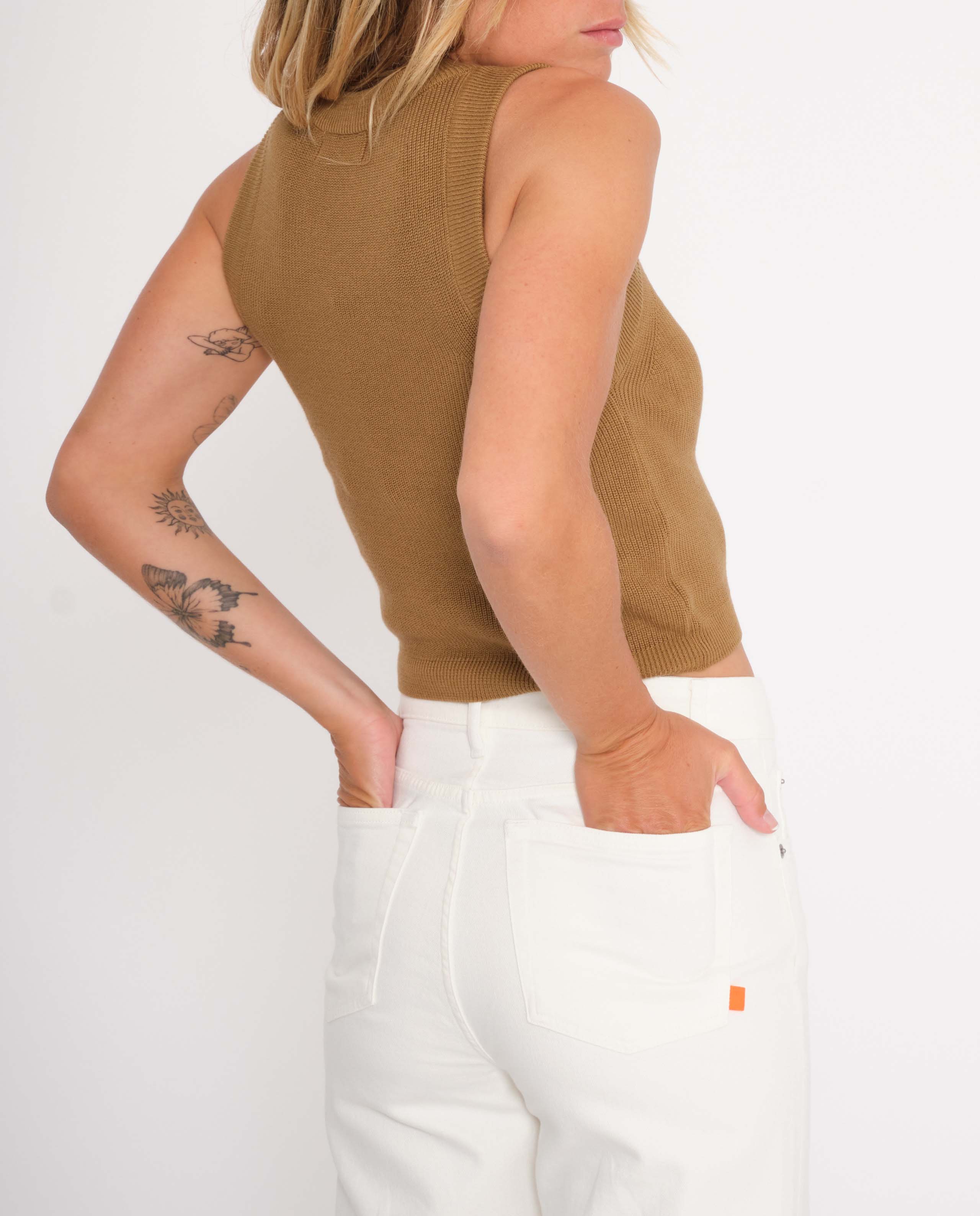 marché commun jan n jun tank top débardeur maille biologique marron noisette