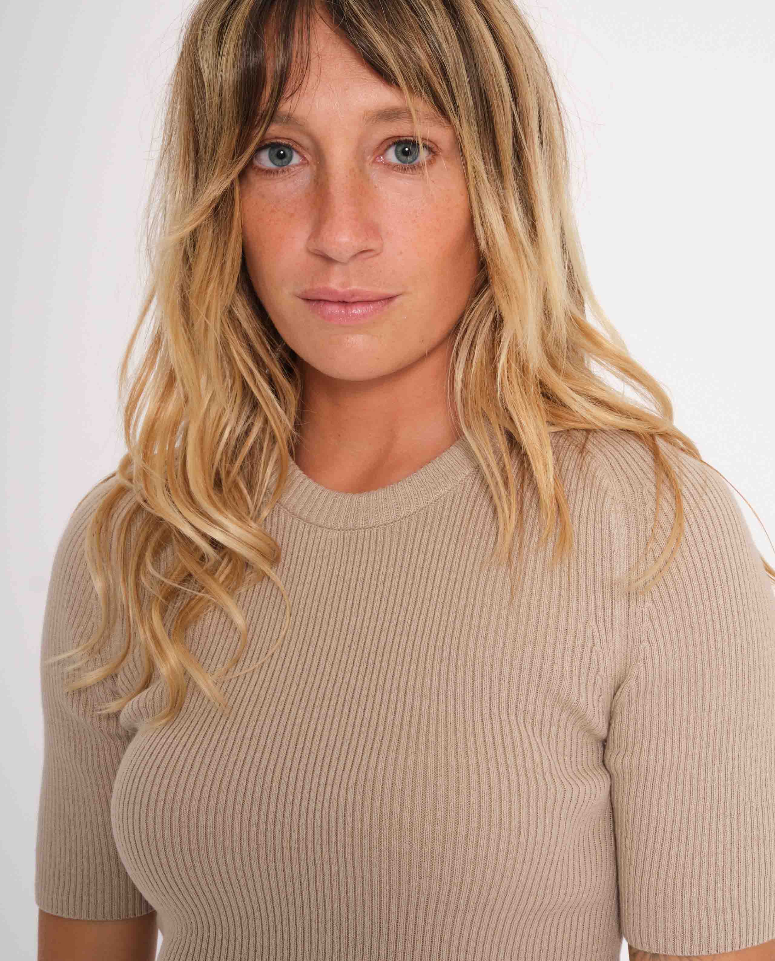 marché commun jan n june top maille côtelée biologique beige