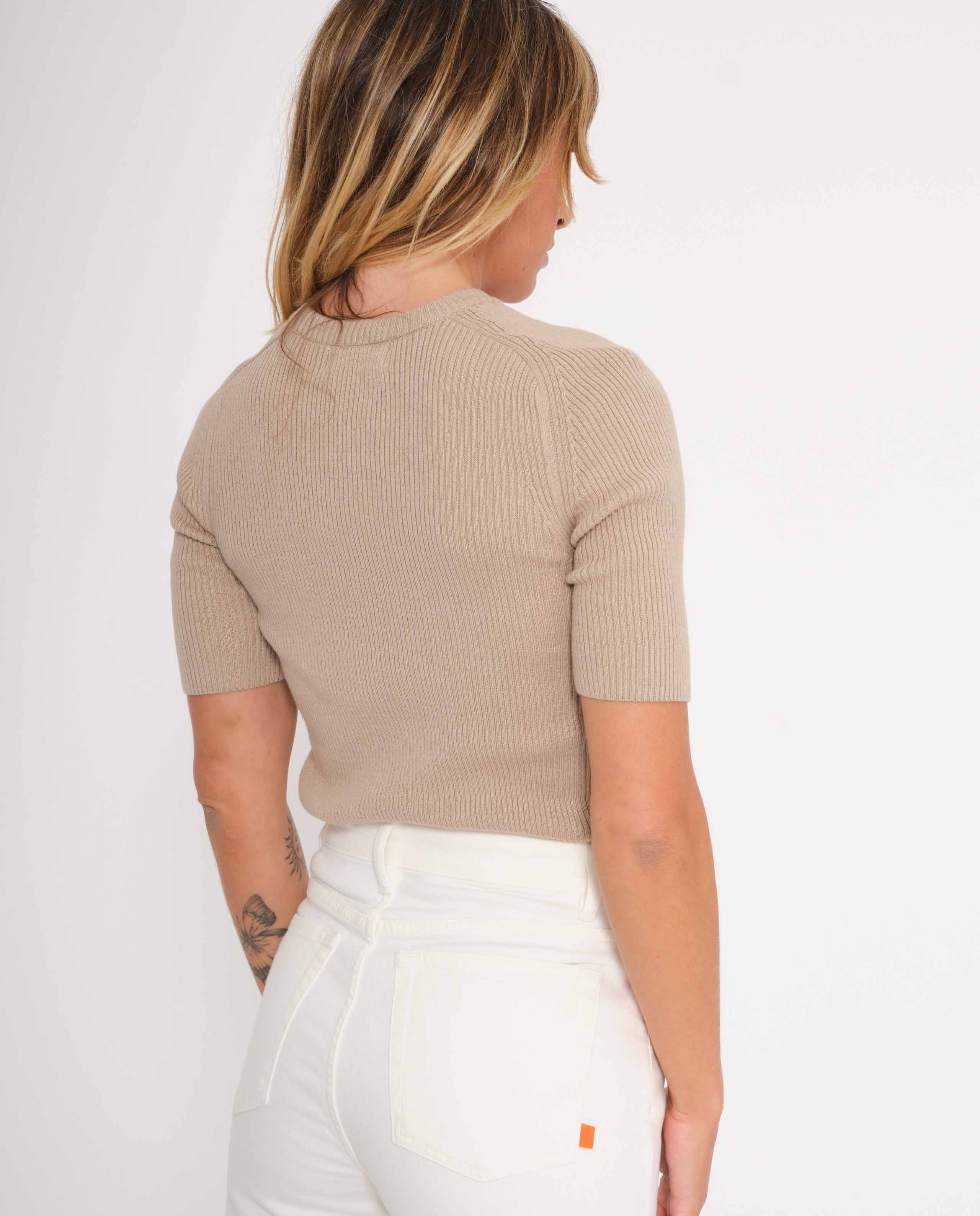 marché commun jan n june top maille côtelée biologique beige