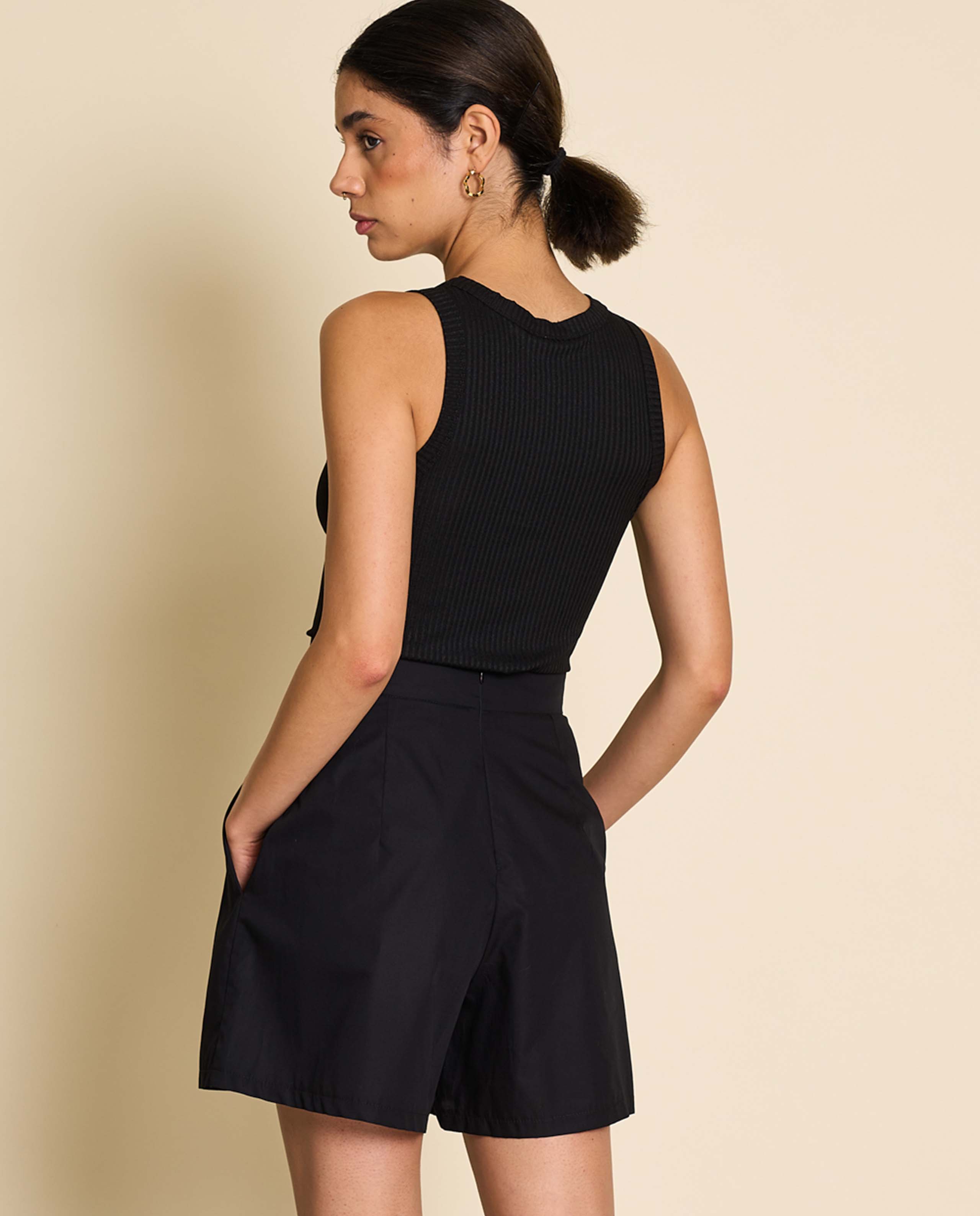 marché commun jan n june femme débardeur côtelé tencel noir