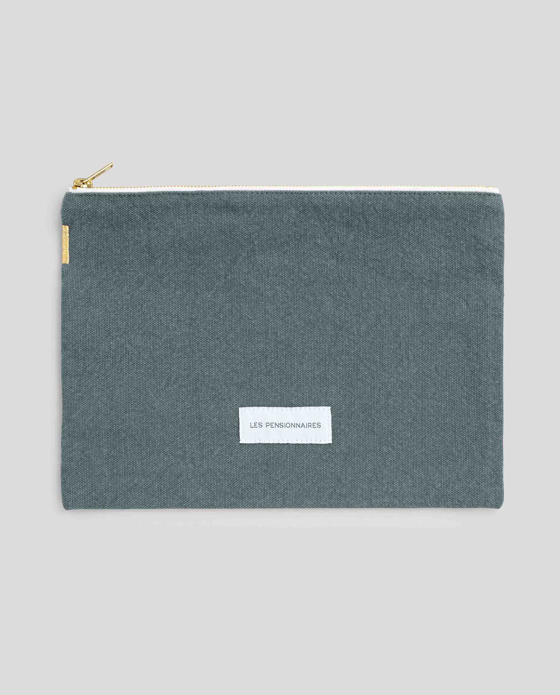 marché commun les pensionnaires pochette toile coton biologique zippée bleu orage