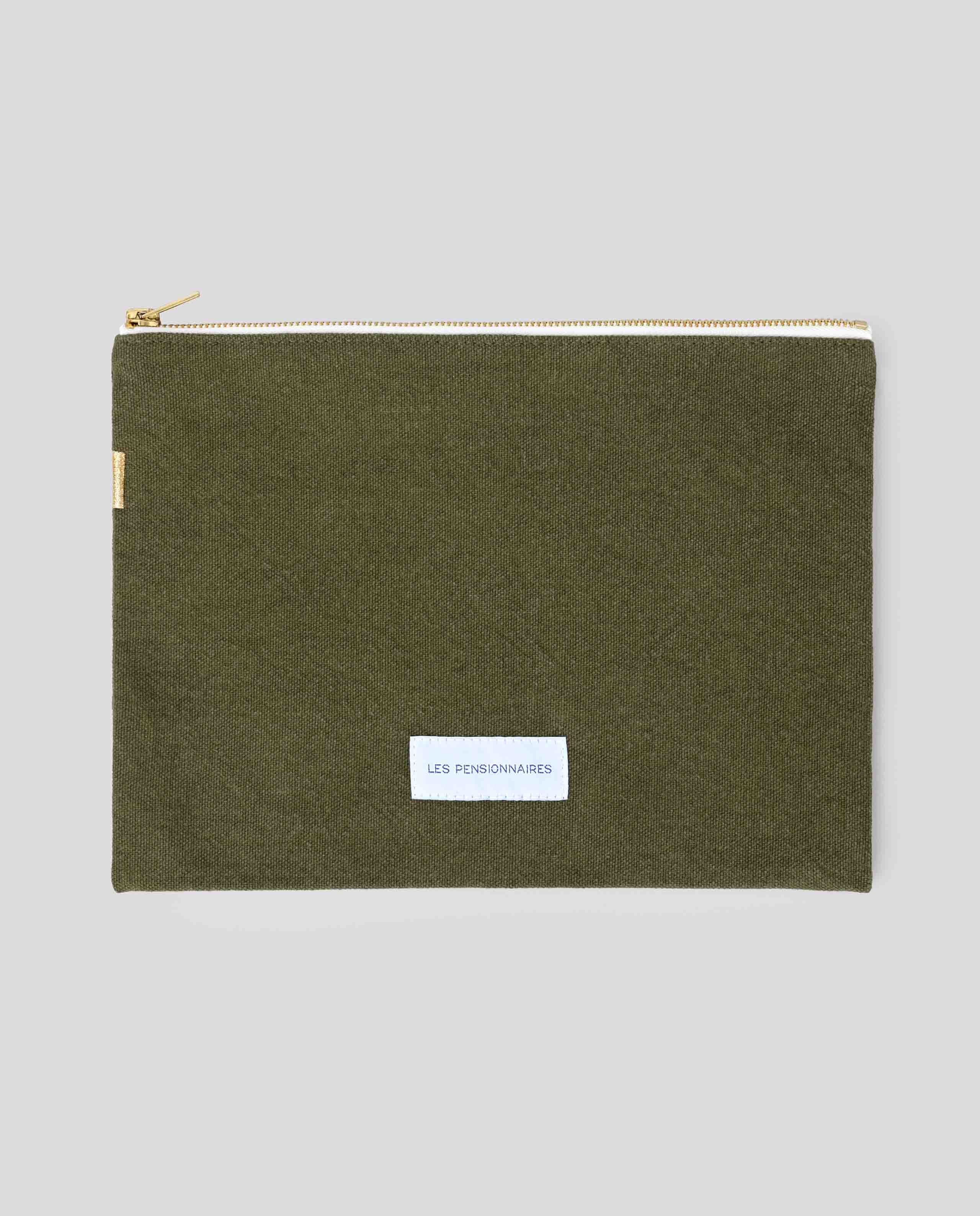 marché commun les pensionnaires pochette toile coton biologique zippée vert fôret
