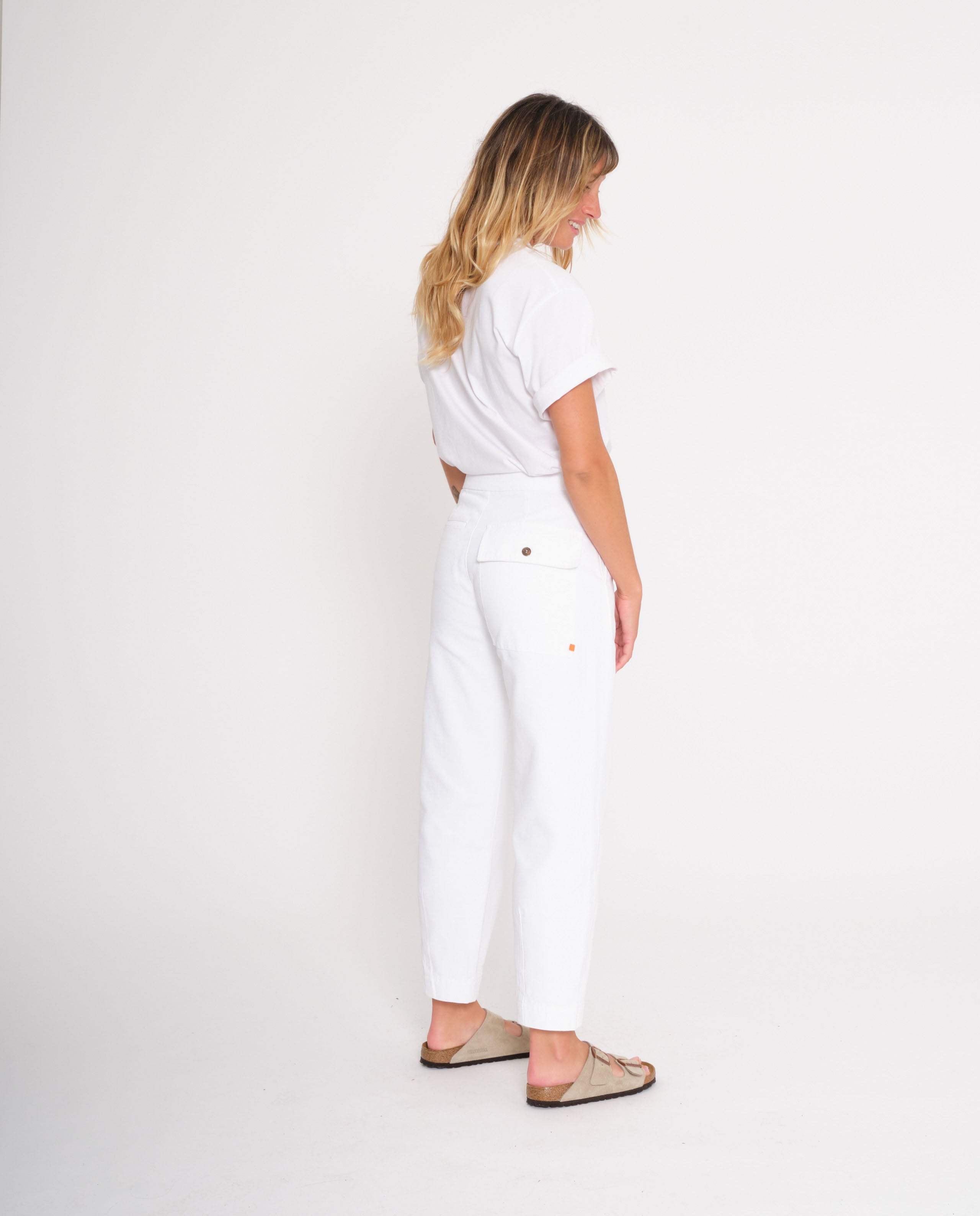 marché commun loreak mendian femme pantalon blanc à pinces coton biologique