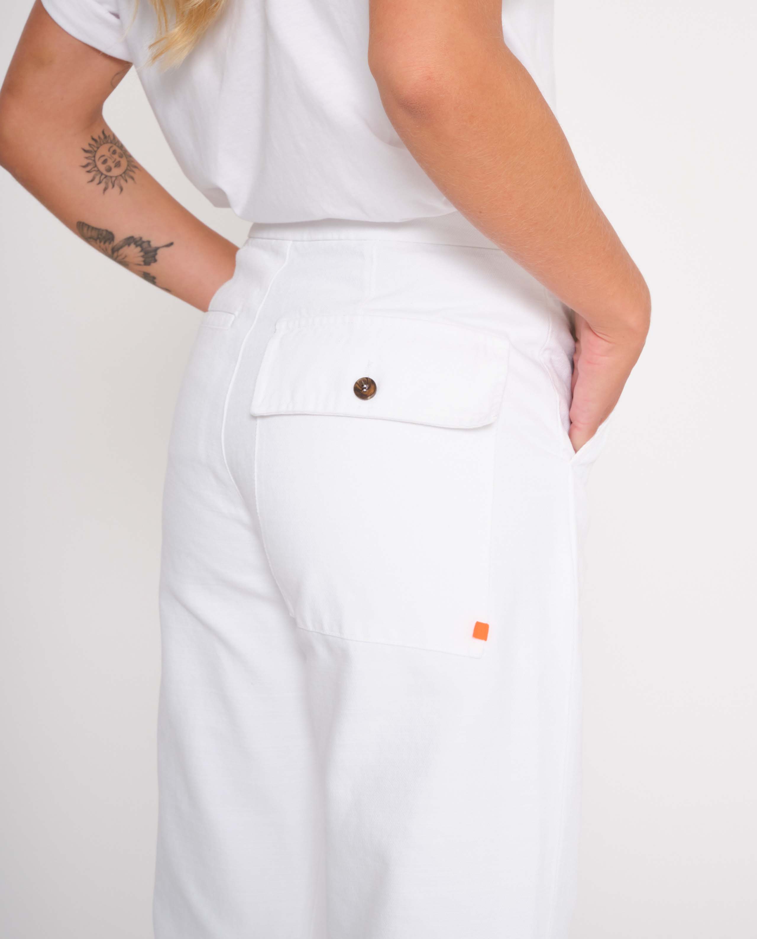 marché commun loreak mendian femme pantalon blanc à pinces coton biologique