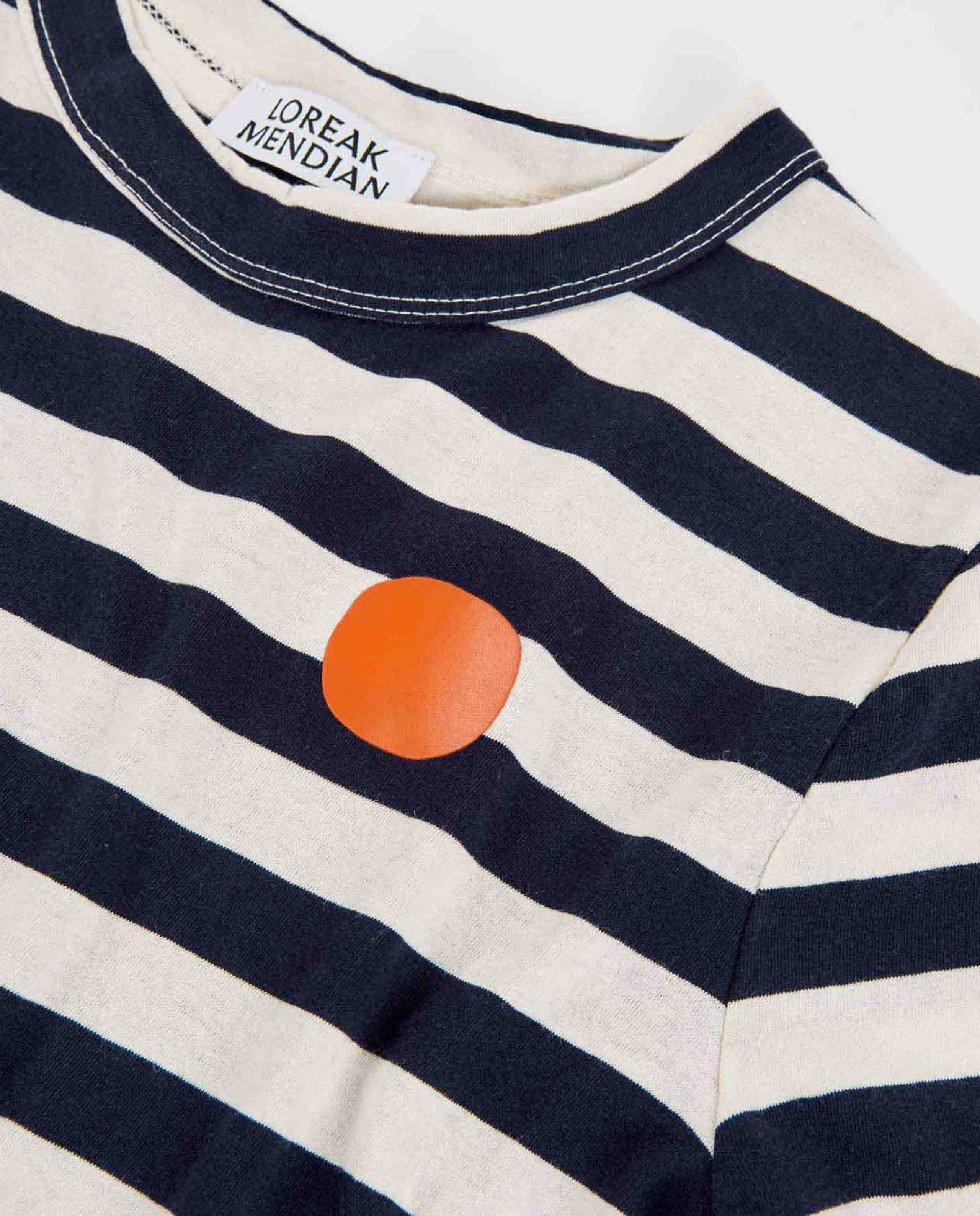 marché commun loreak mendian femme t-shirt manches courtes marinière rayures bleu et blanc coton biologique et recyclé