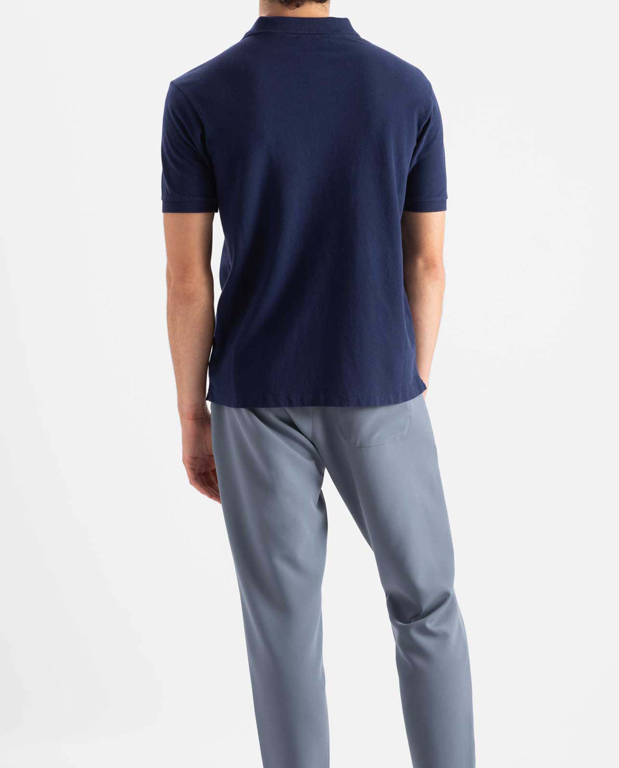 marché commun loreak mendian homme polo manches courtes coton biologique et recyclé bleu marine