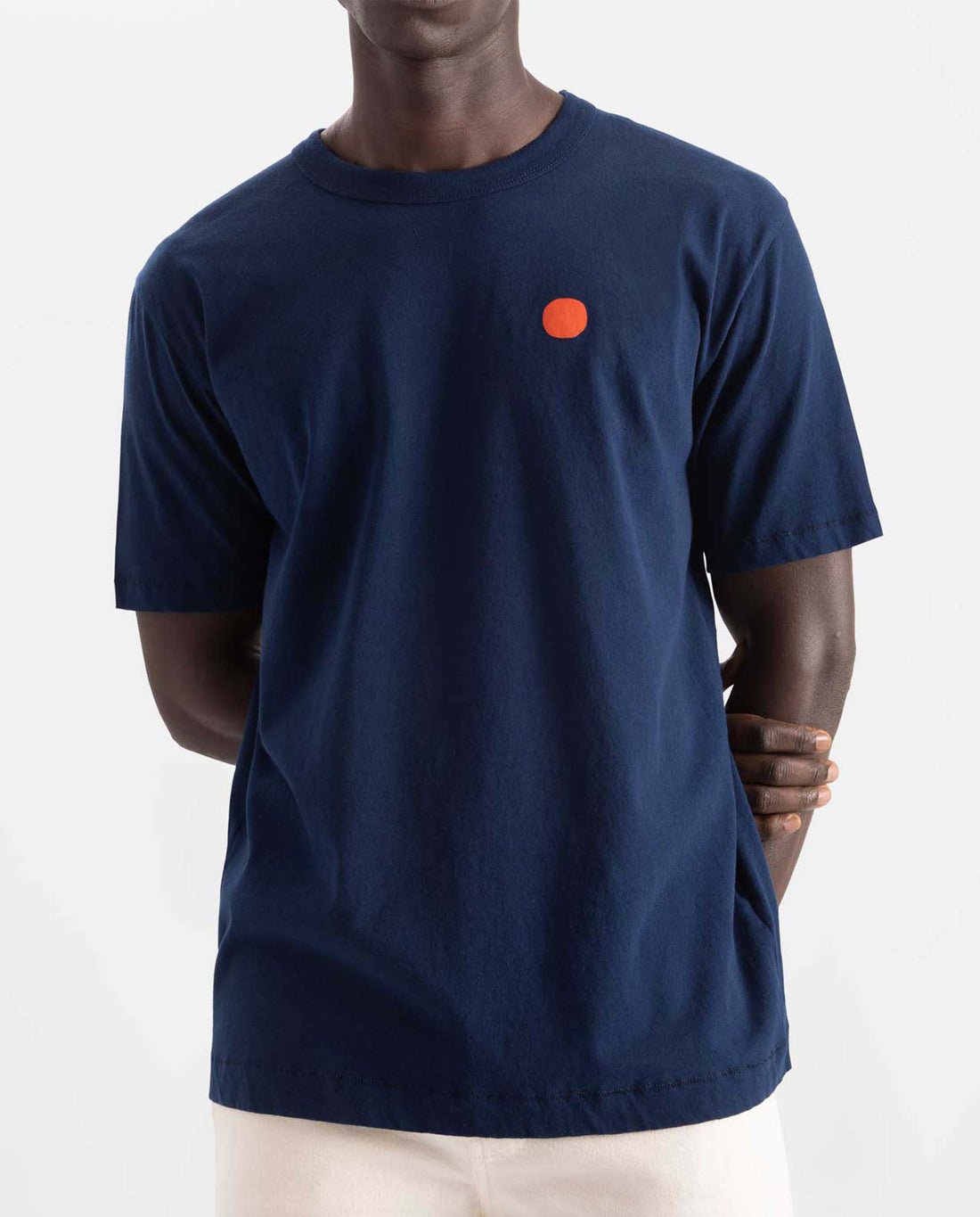 marché commun loreak mendian homme t-shirt coton biologique dot bleu marine