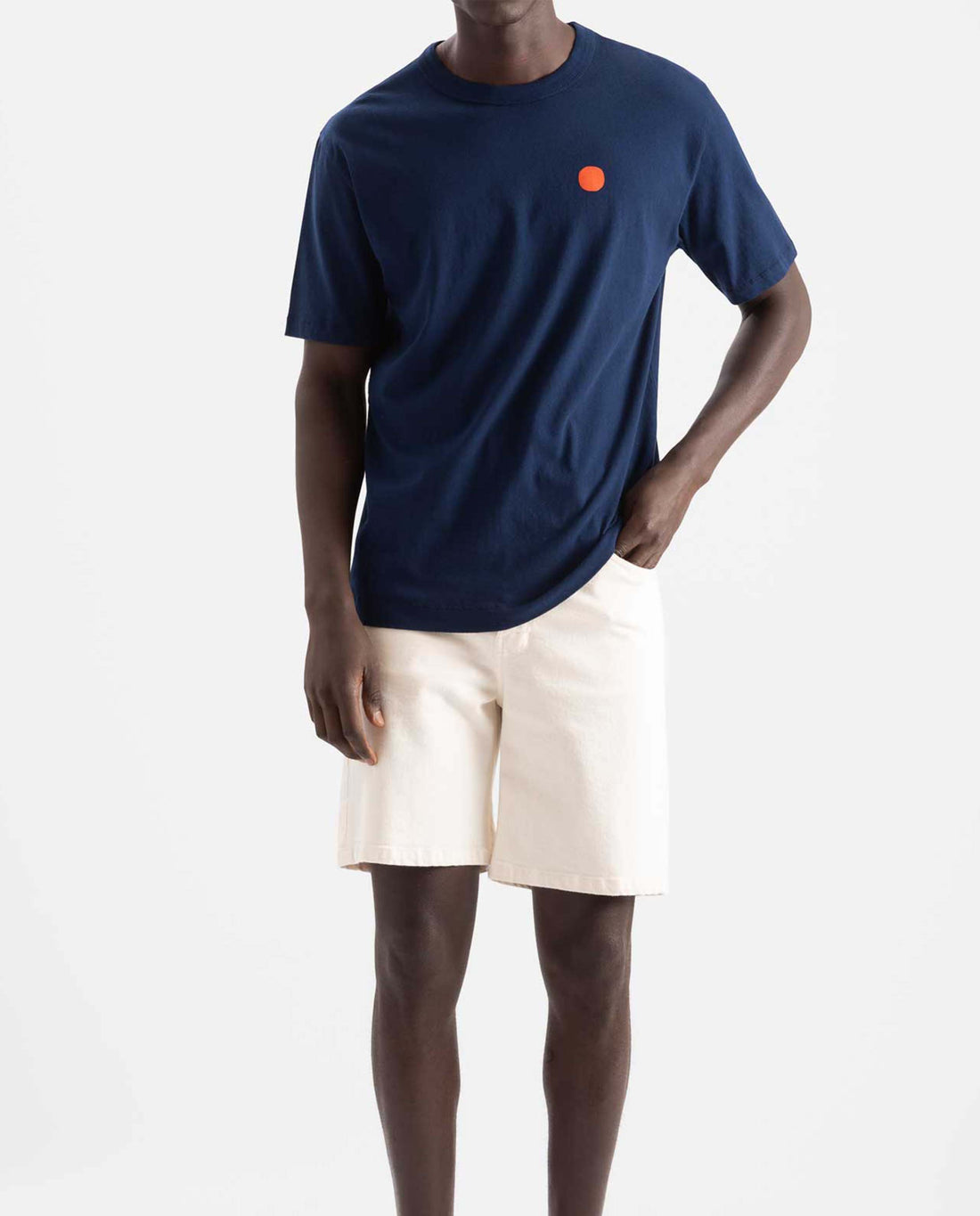 marché commun loreak mendian homme t-shirt coton biologique dot bleu marine