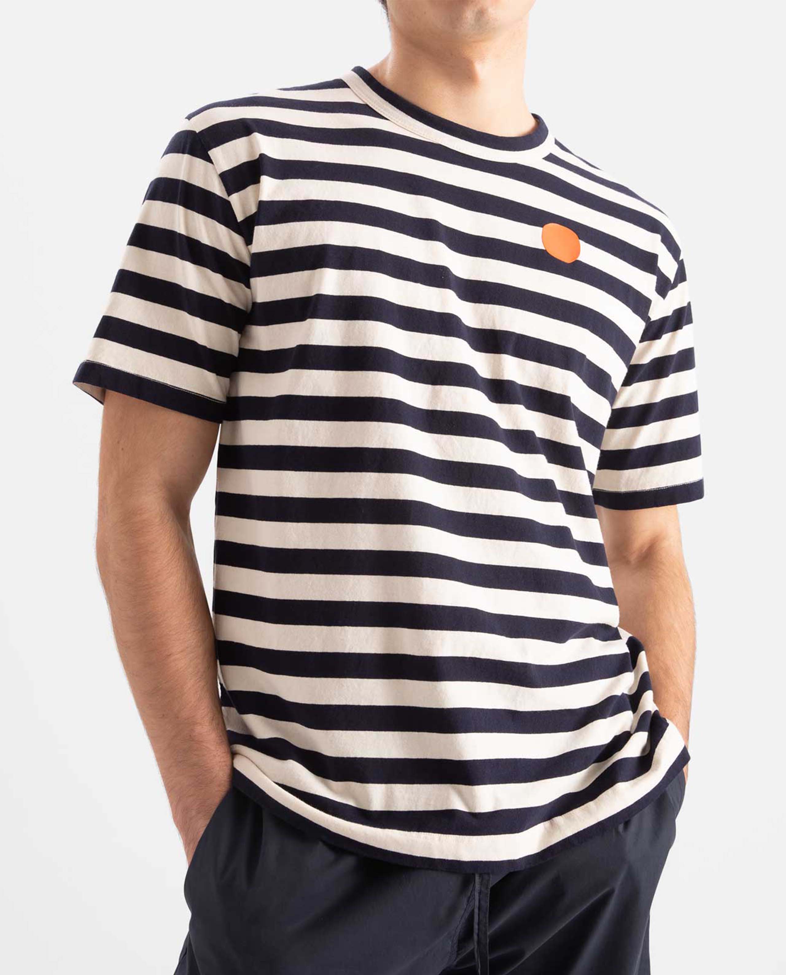 marché commun loreak mendian homme t-shirt coton biologique dot marinière bleu blanc