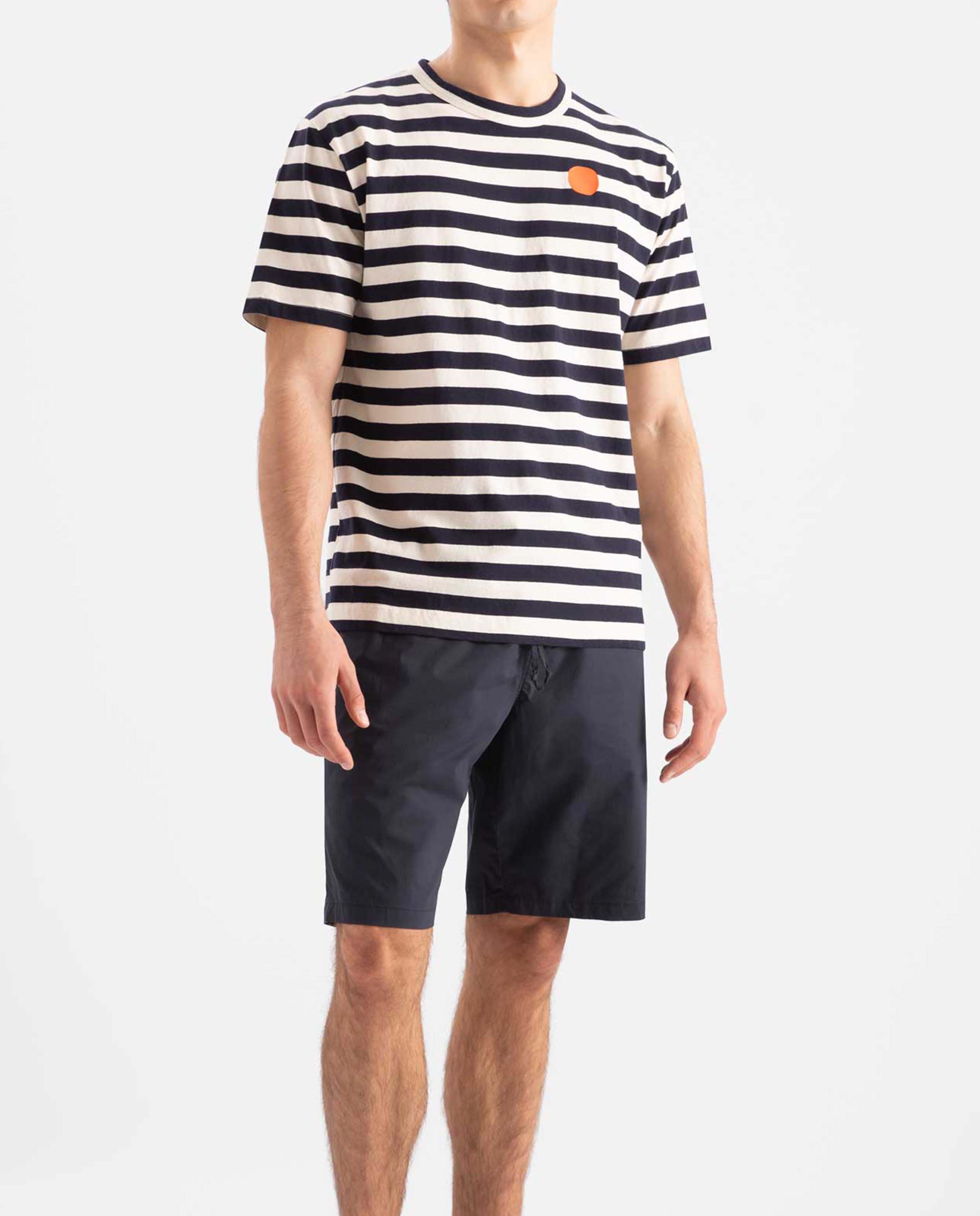 marché commun loreak mendian homme t-shirt coton biologique dot marinière bleu blanc