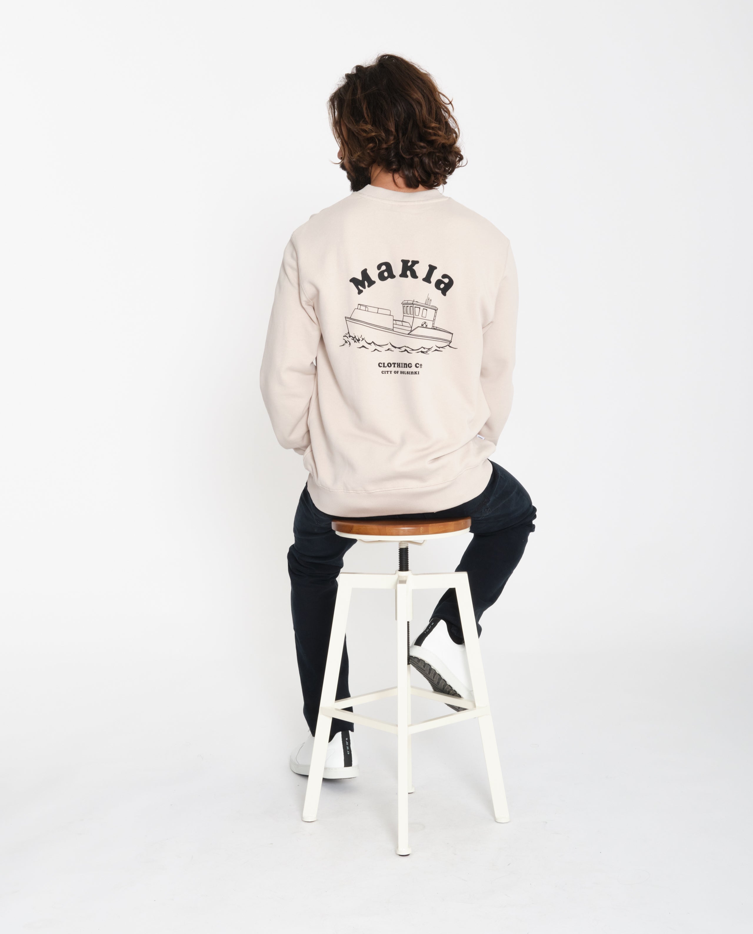 marché commun makia clothing sweatshirt coton biologique impime boat ecru