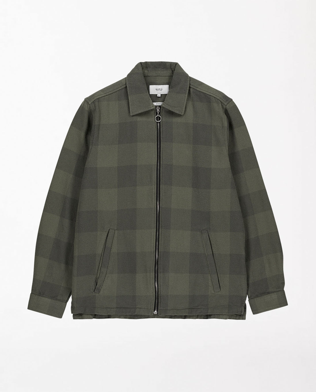 marché commun makia clothing veste carreaux zippée coton biologique vert kaki