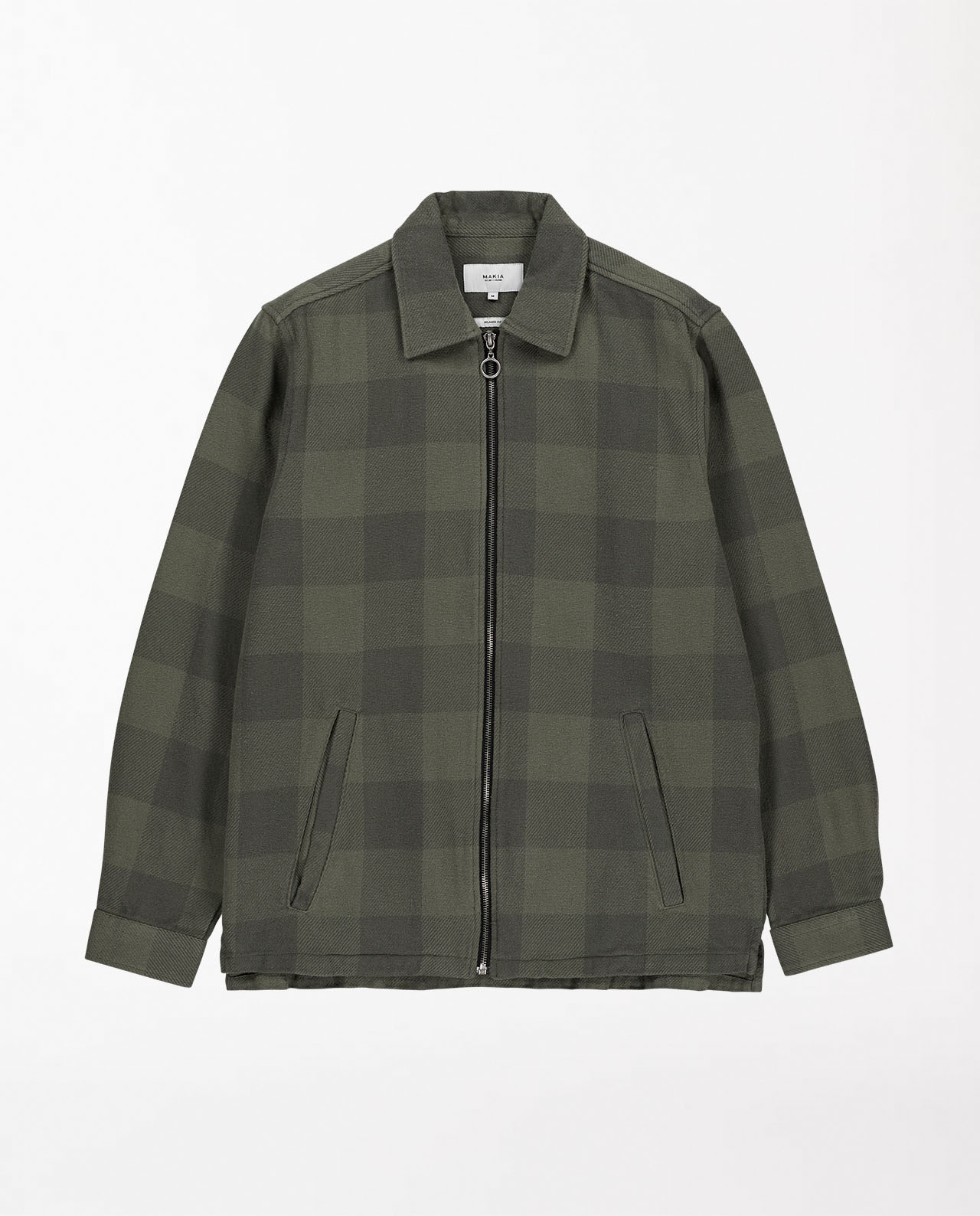 marché commun makia clothing veste carreaux zippée coton biologique vert kaki