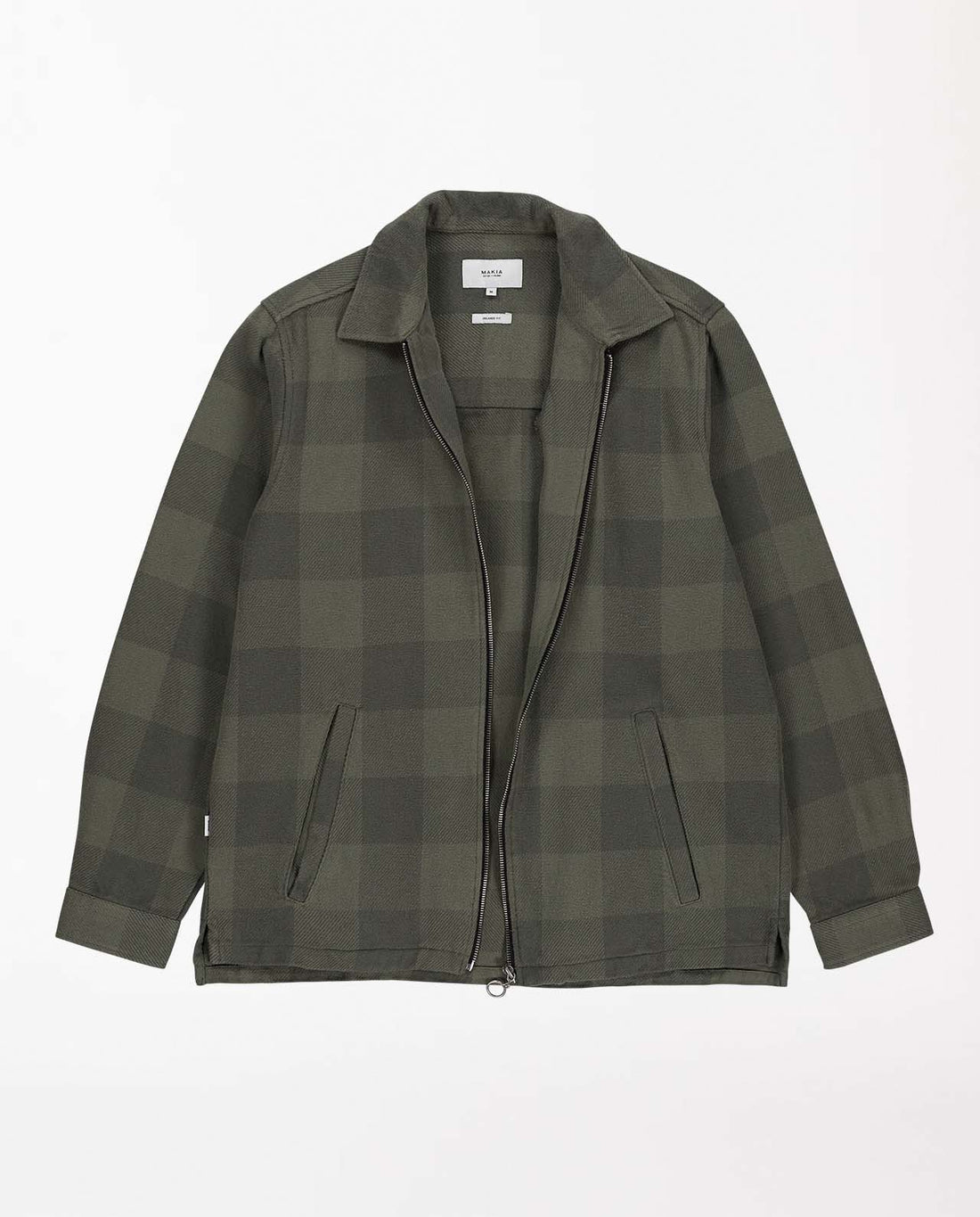 marché commun makia clothing veste carreaux zippée coton biologique vert kaki