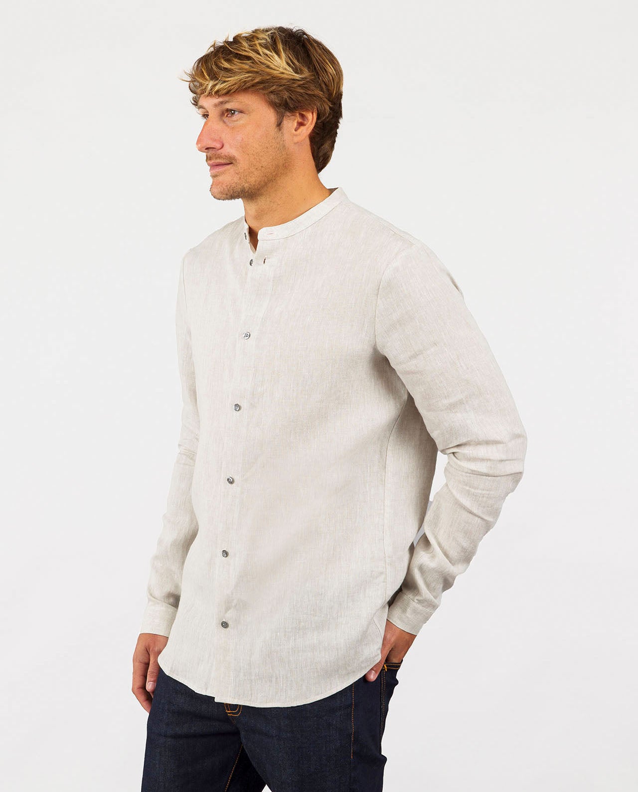 marché commun noyoco chemise homme lin co officier éco-responsable fabriquée en Europe écru