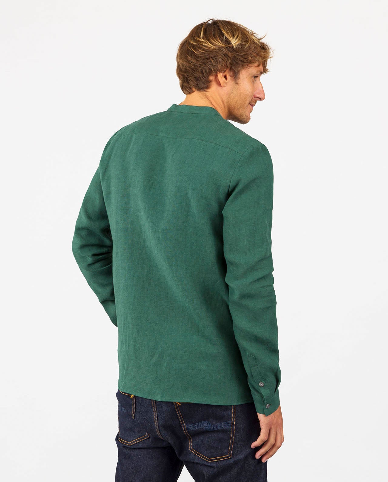 marché commun noyoco chemise homme lin co officier éco-responsable fabriquée en Europe vert jade