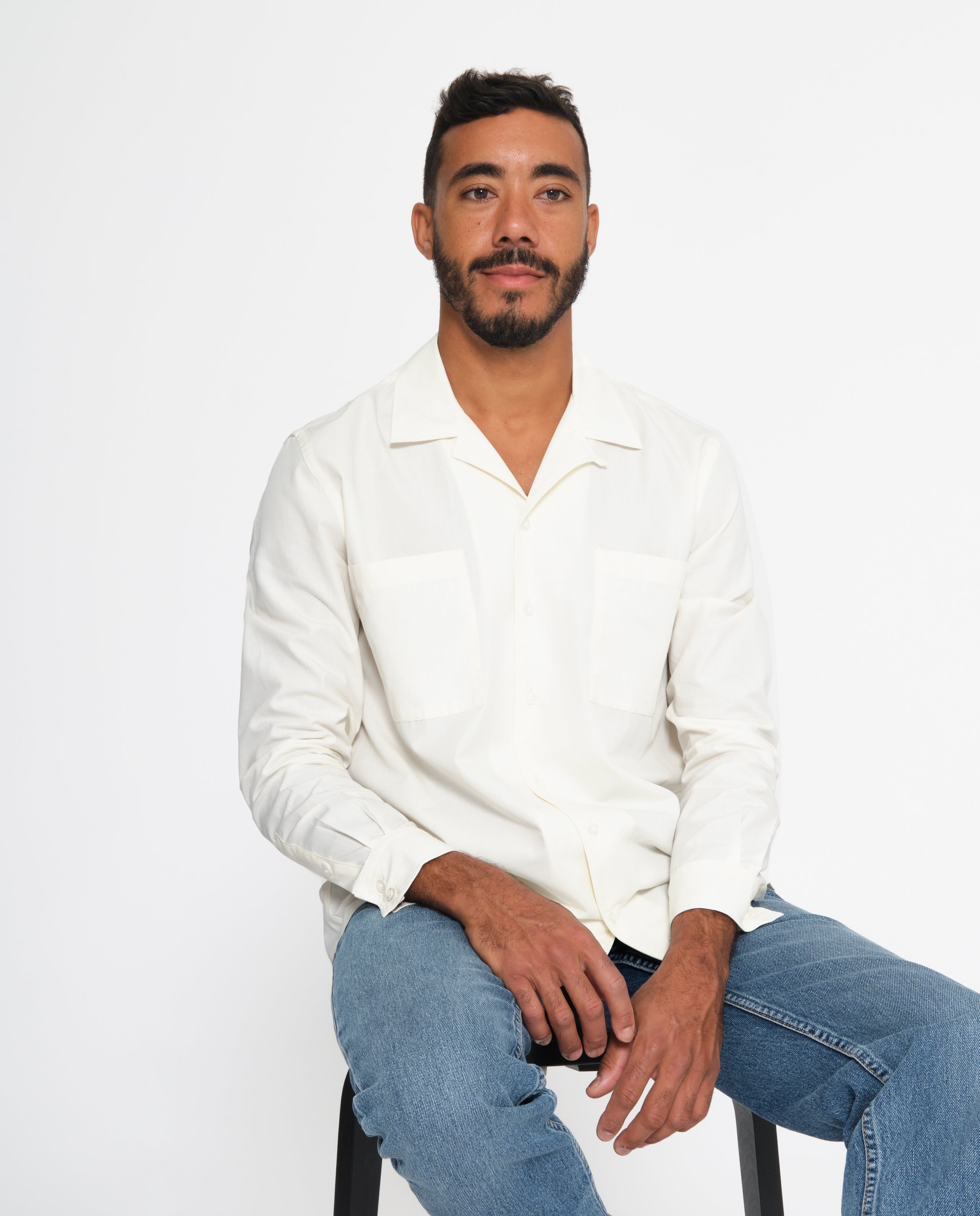 marché commun noyoco chemise blanche homme coton upcyclé col requin éco-responsable fabriquée en Europe
