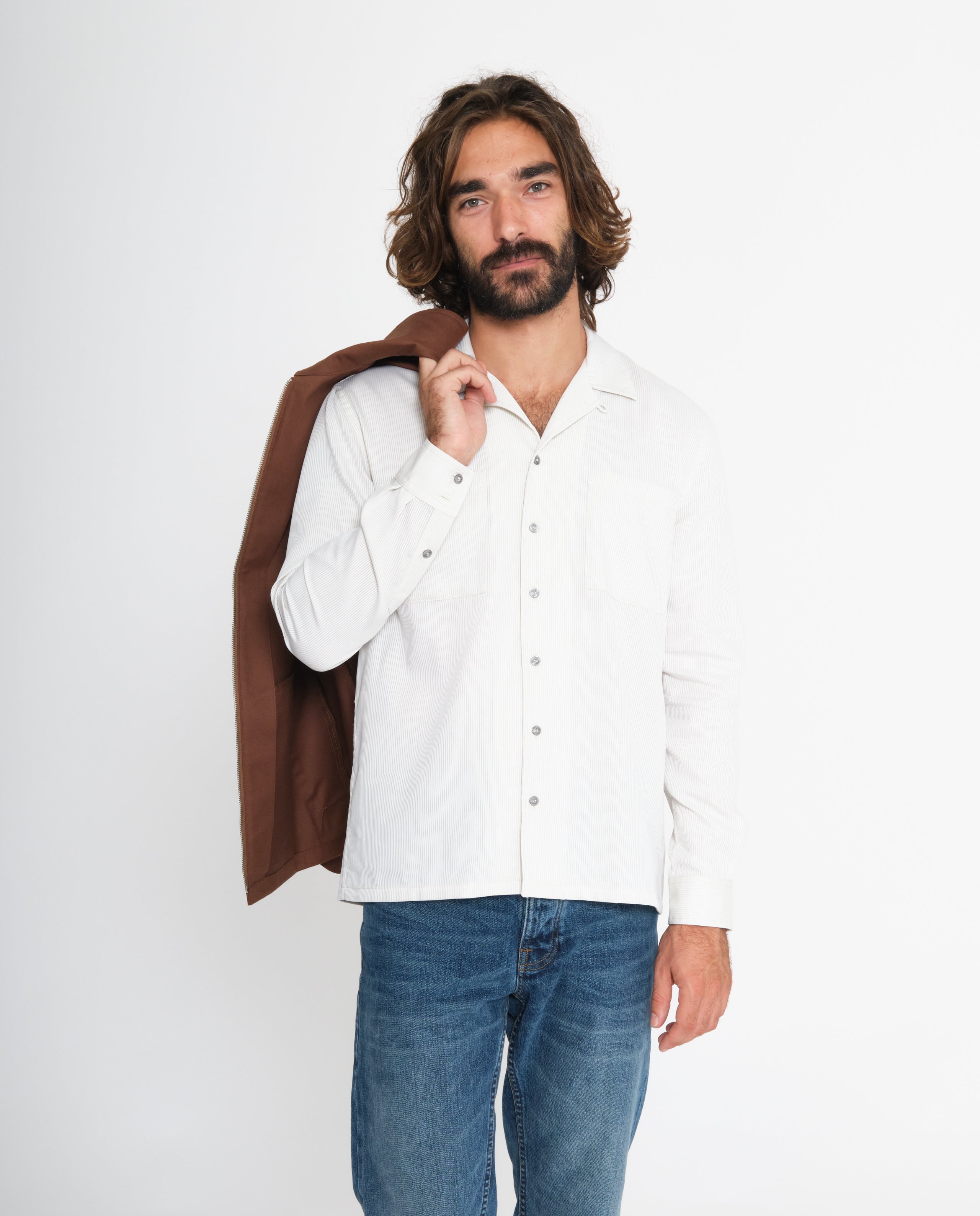 marché commun noyoco chemise barry coton upcyclé côtelé blanc éco-responsable