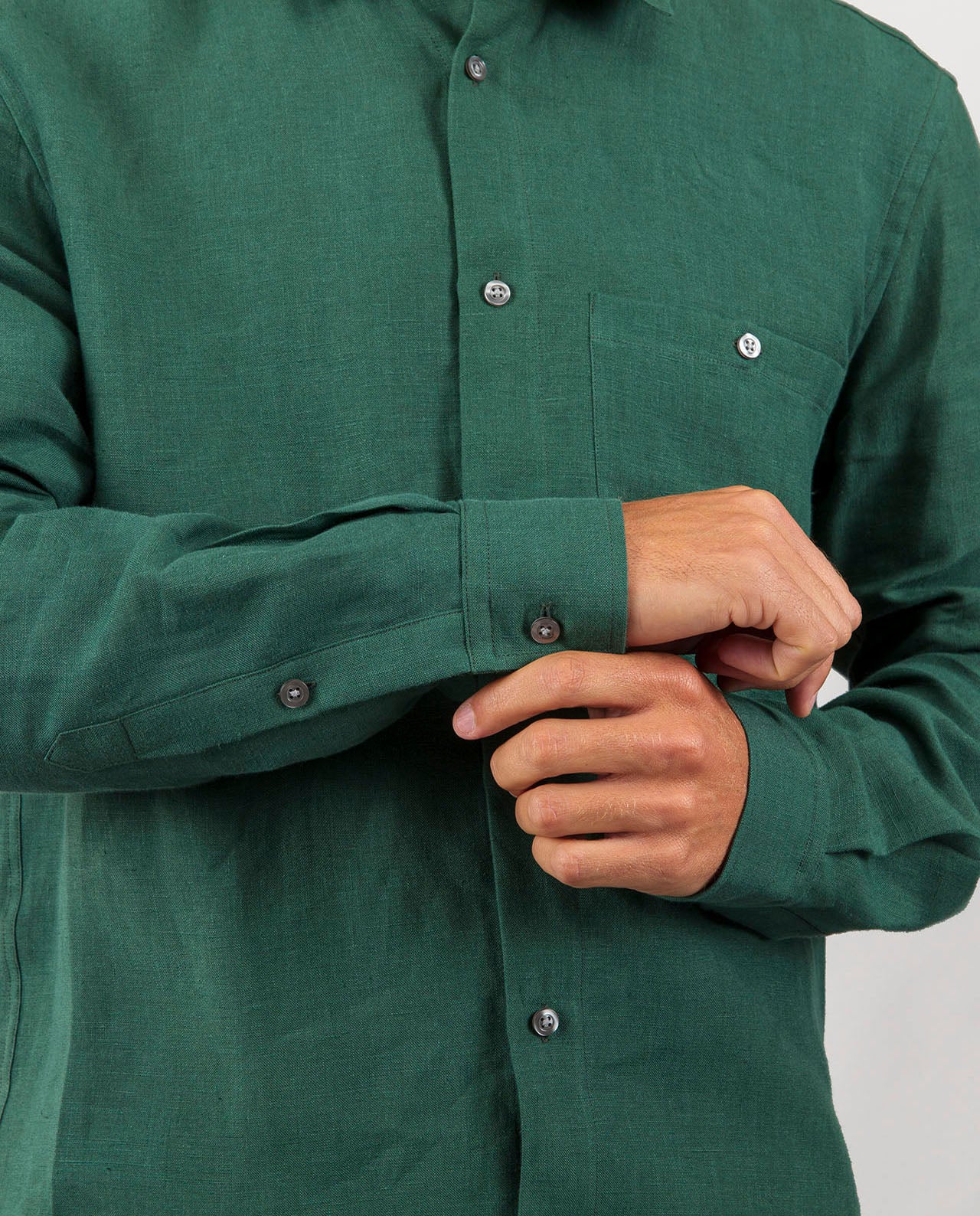 marché commun noyoco chemise droite homme lin vert jade éco-responsable fabriquée en Europe