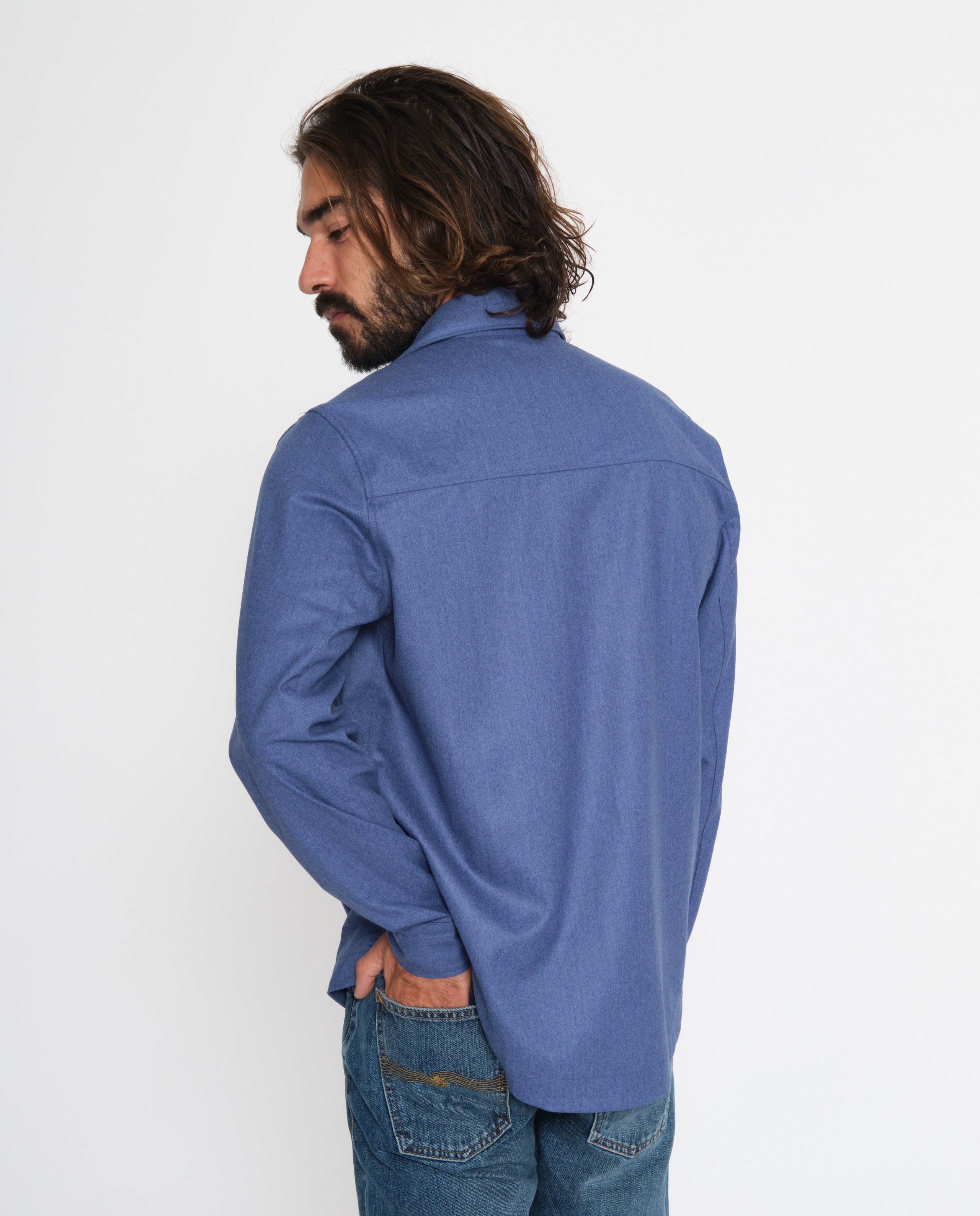 marche commun noyoco chemise ottawa laine vierge eco-responsable bleue