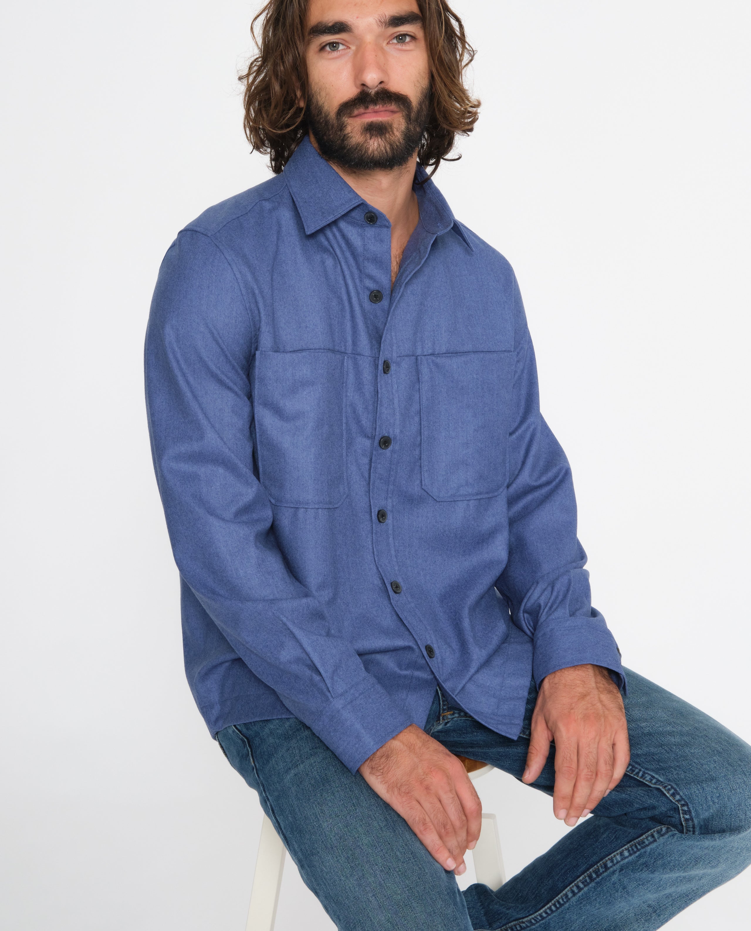 marche commun noyoco chemise ottawa laine vierge eco-responsable bleue