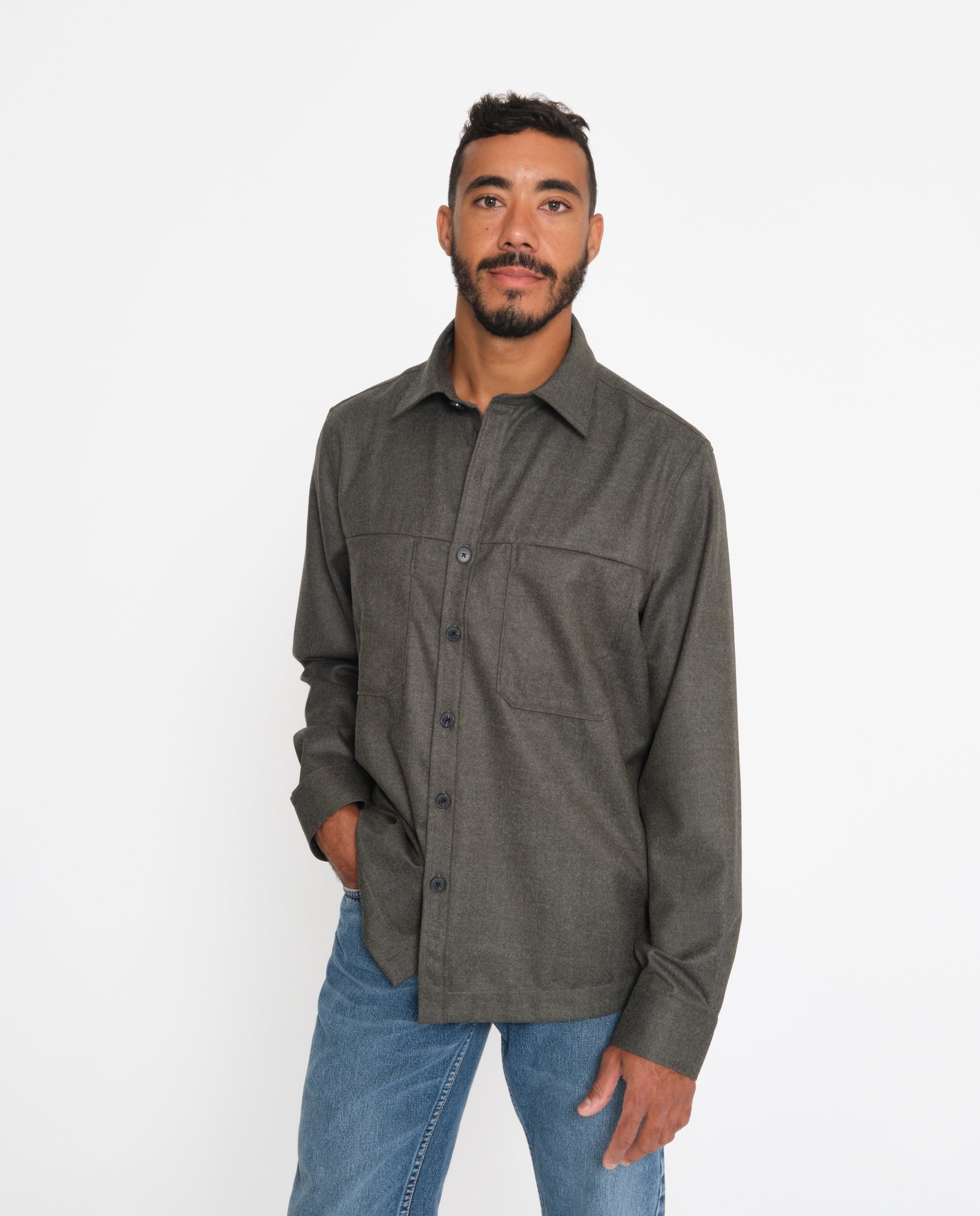 marché commun noyoco chemise ottawa laine vierge kaki eco-responsable