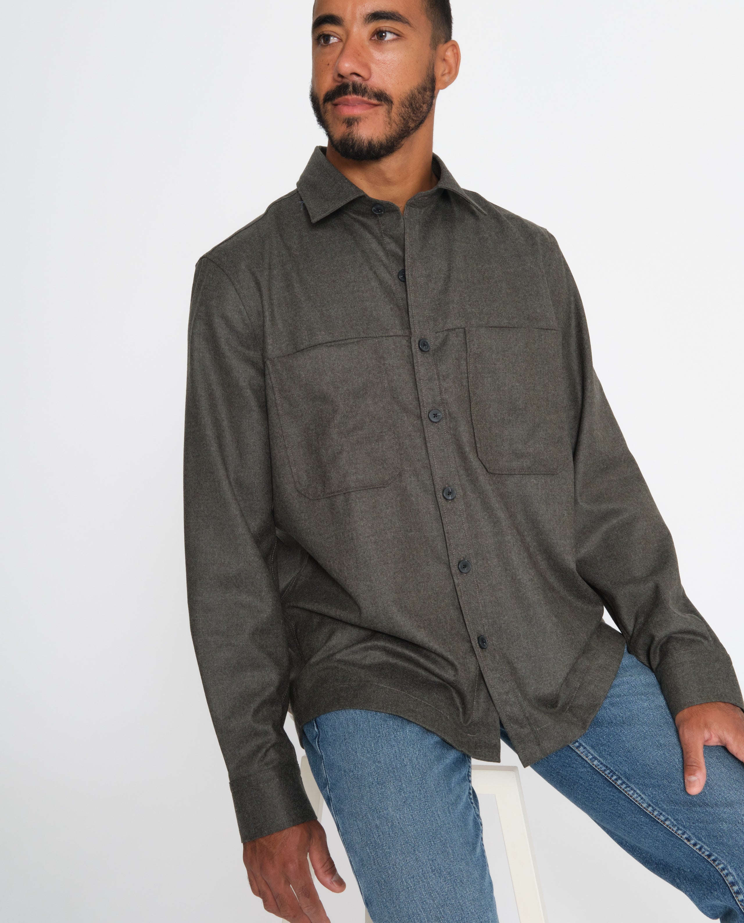 marché commun noyoco chemise ottawa laine vierge kaki eco-responsable