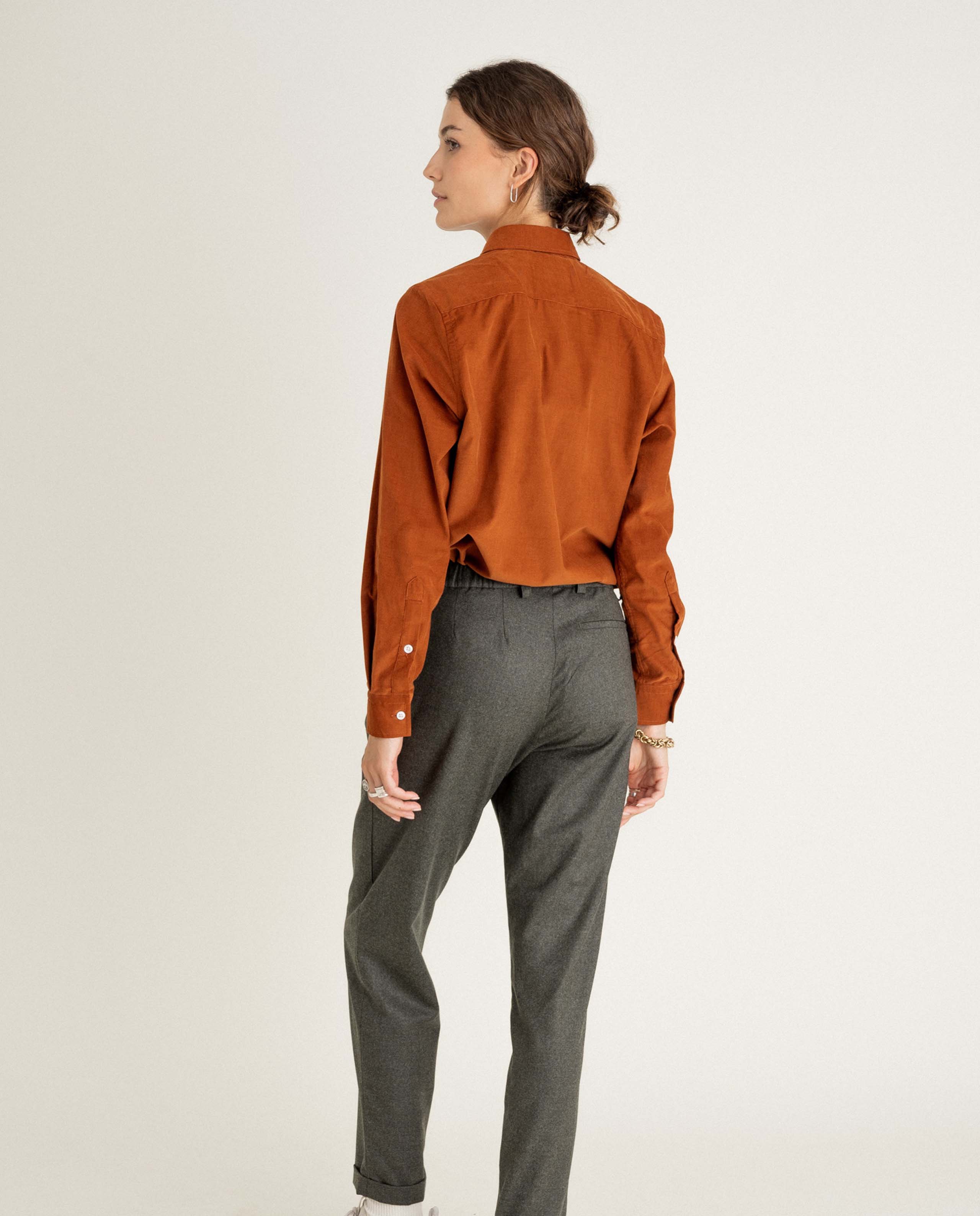 marché commun noyoco chemise femme velours côtelé bio caramel