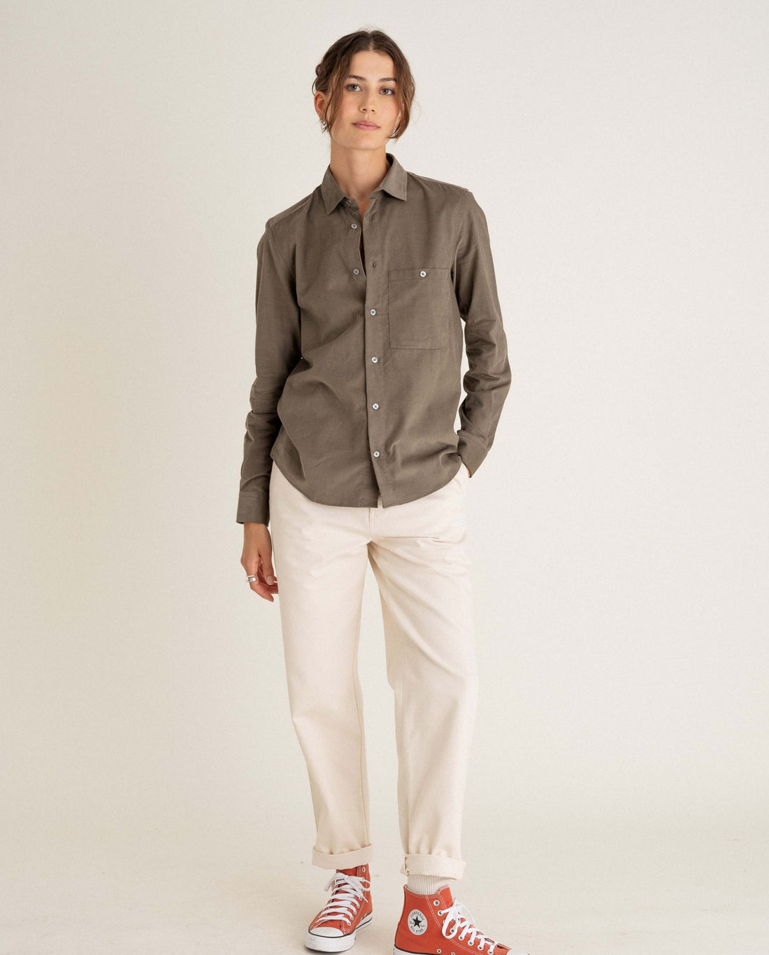 marché commun noyoco chemise femme velours côtelé biologique kaki