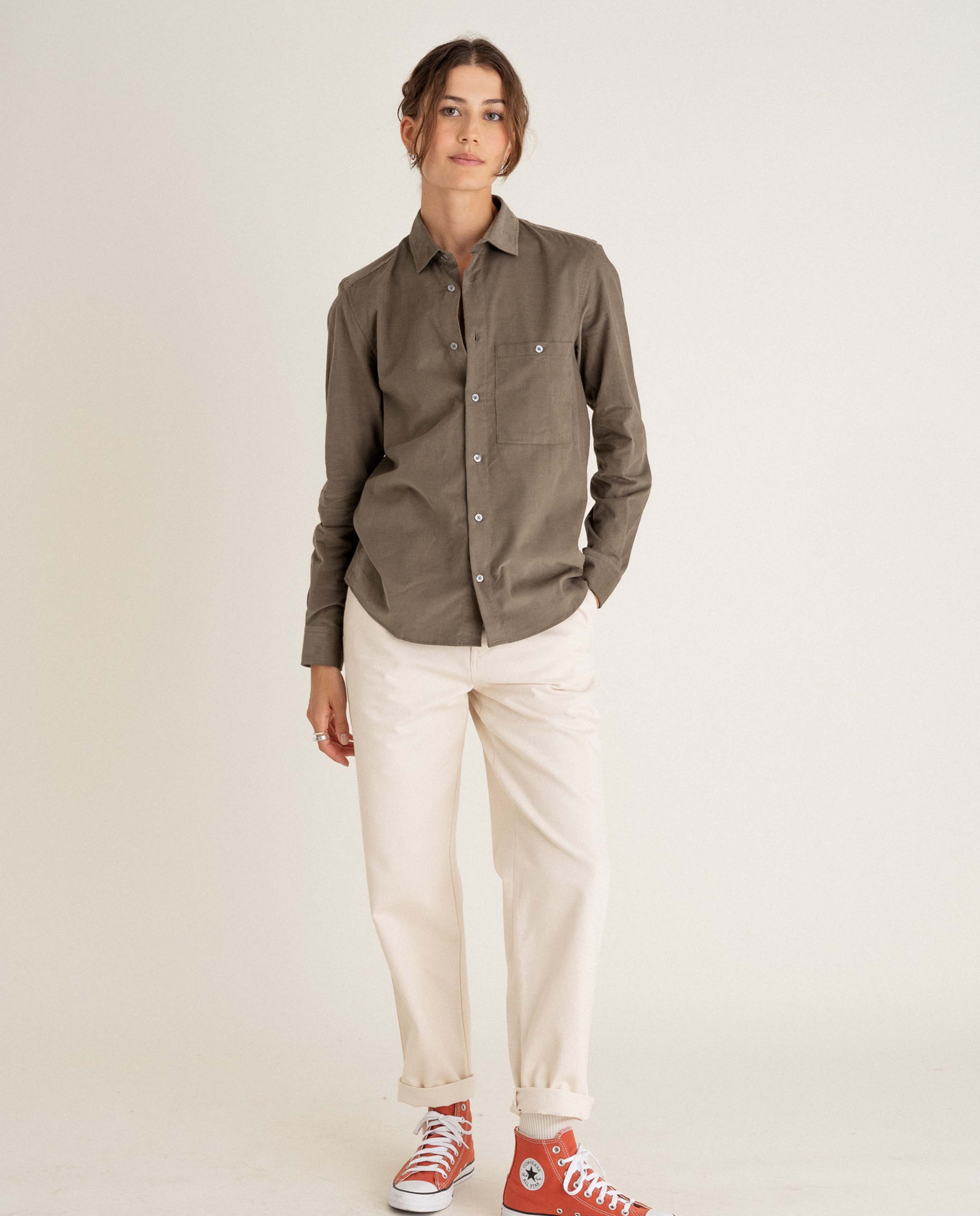 marché commun noyoco chemise femme velours côtelé biologique kaki