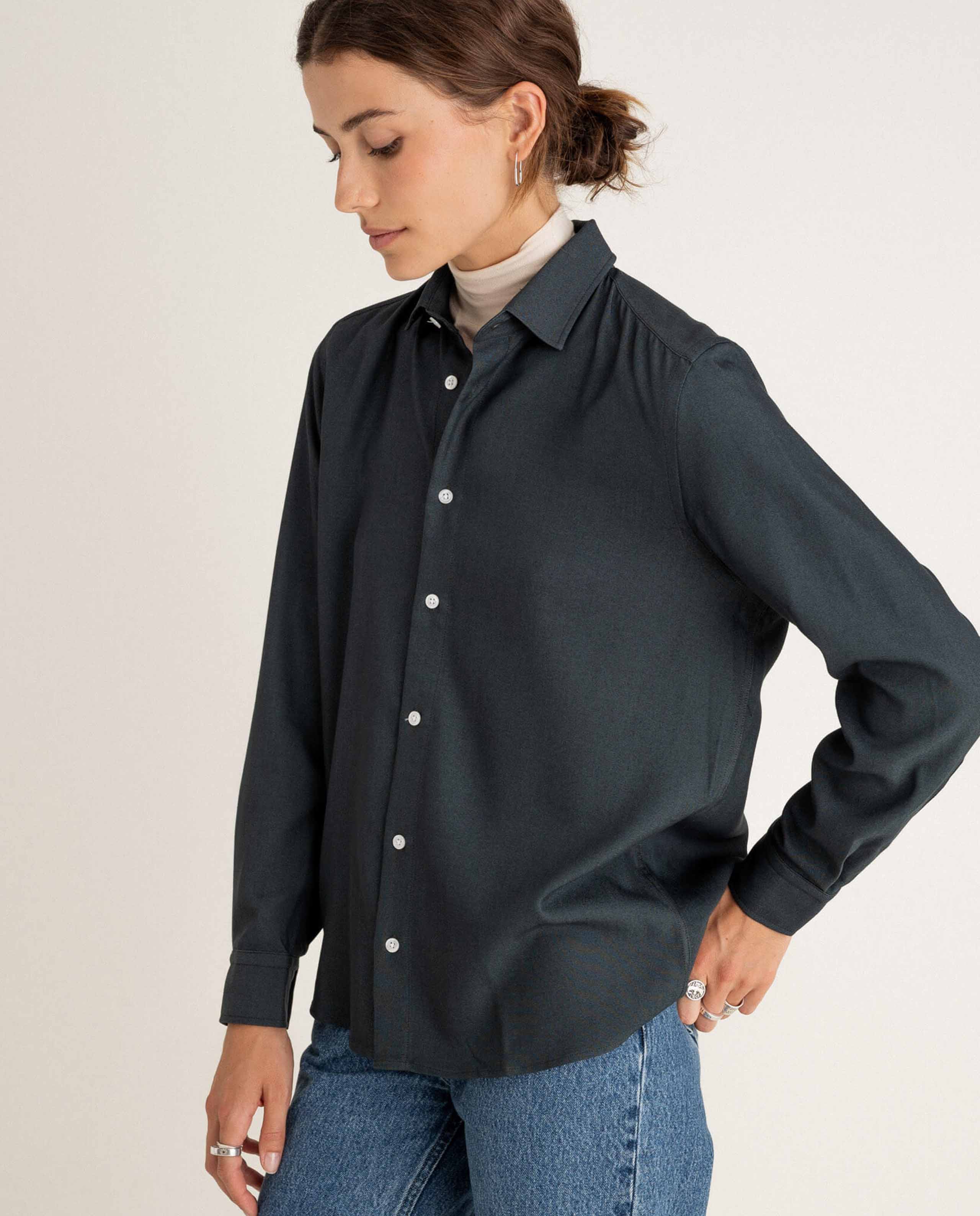 marché commun noyoco chemise fluide femme viscose upcyclée vert émeraude