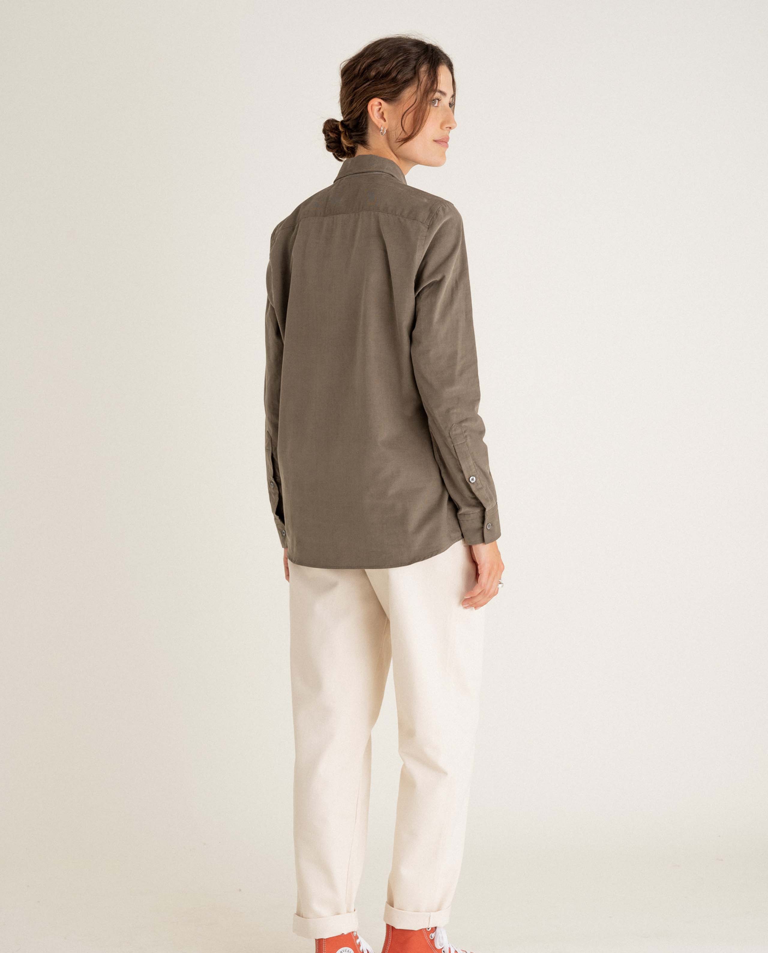 marché commun noyoco chemise femme velours côtelé biologique kaki