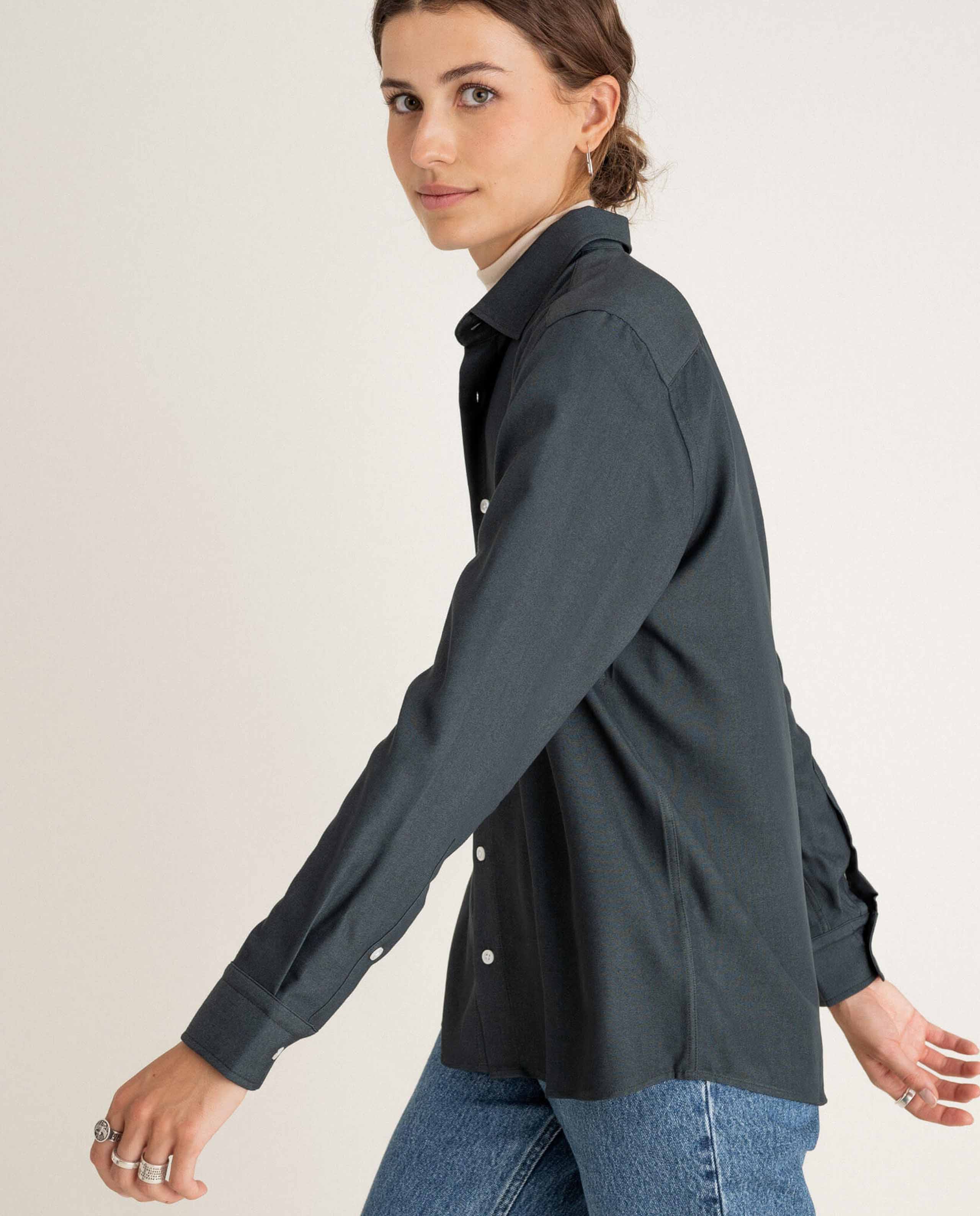 marché commun noyoco chemise fluide femme viscose upcyclée vert émeraude