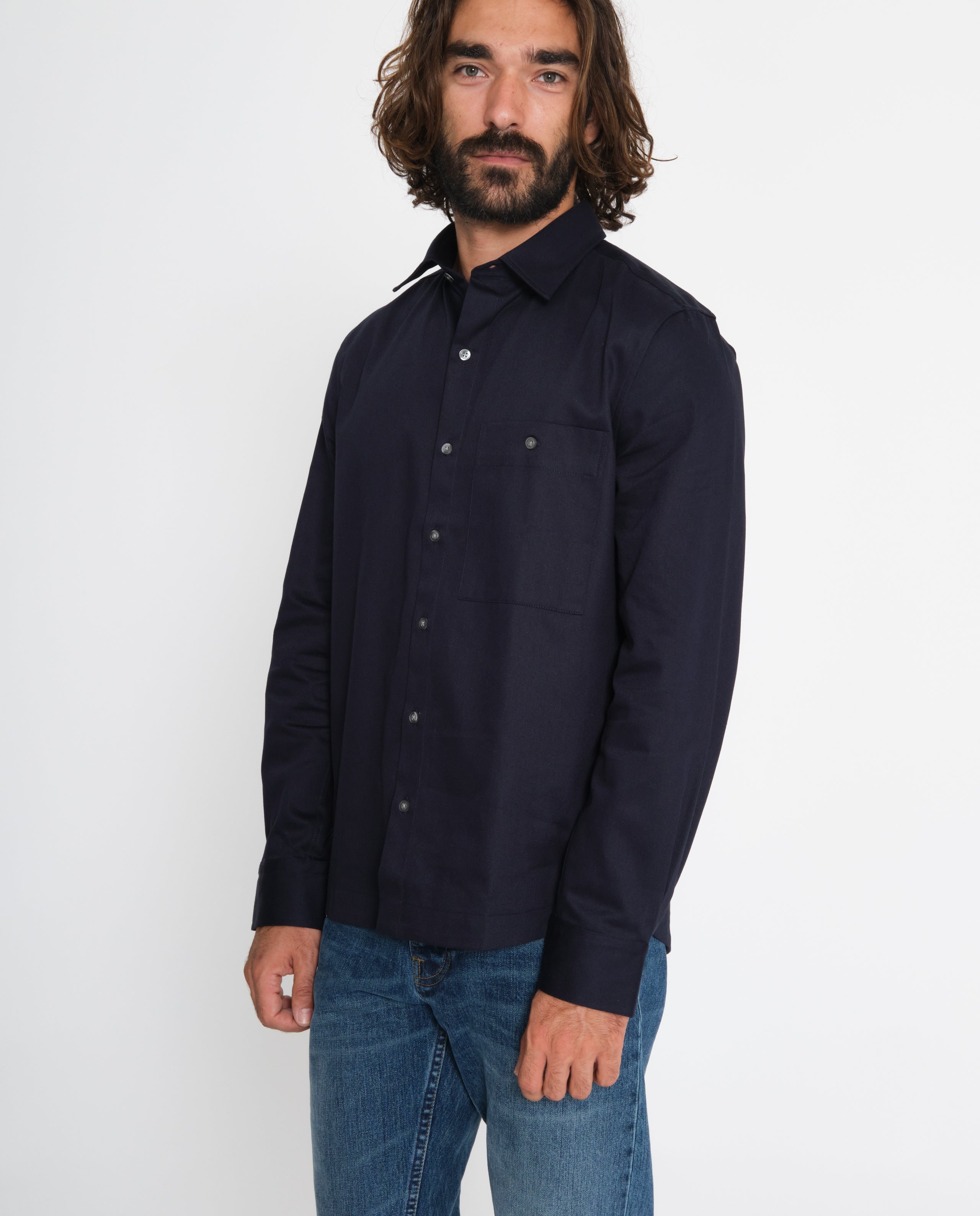 marché commun noyoco chemise homme coton biologique éco-responsable fabriquée en Europe bleu marine