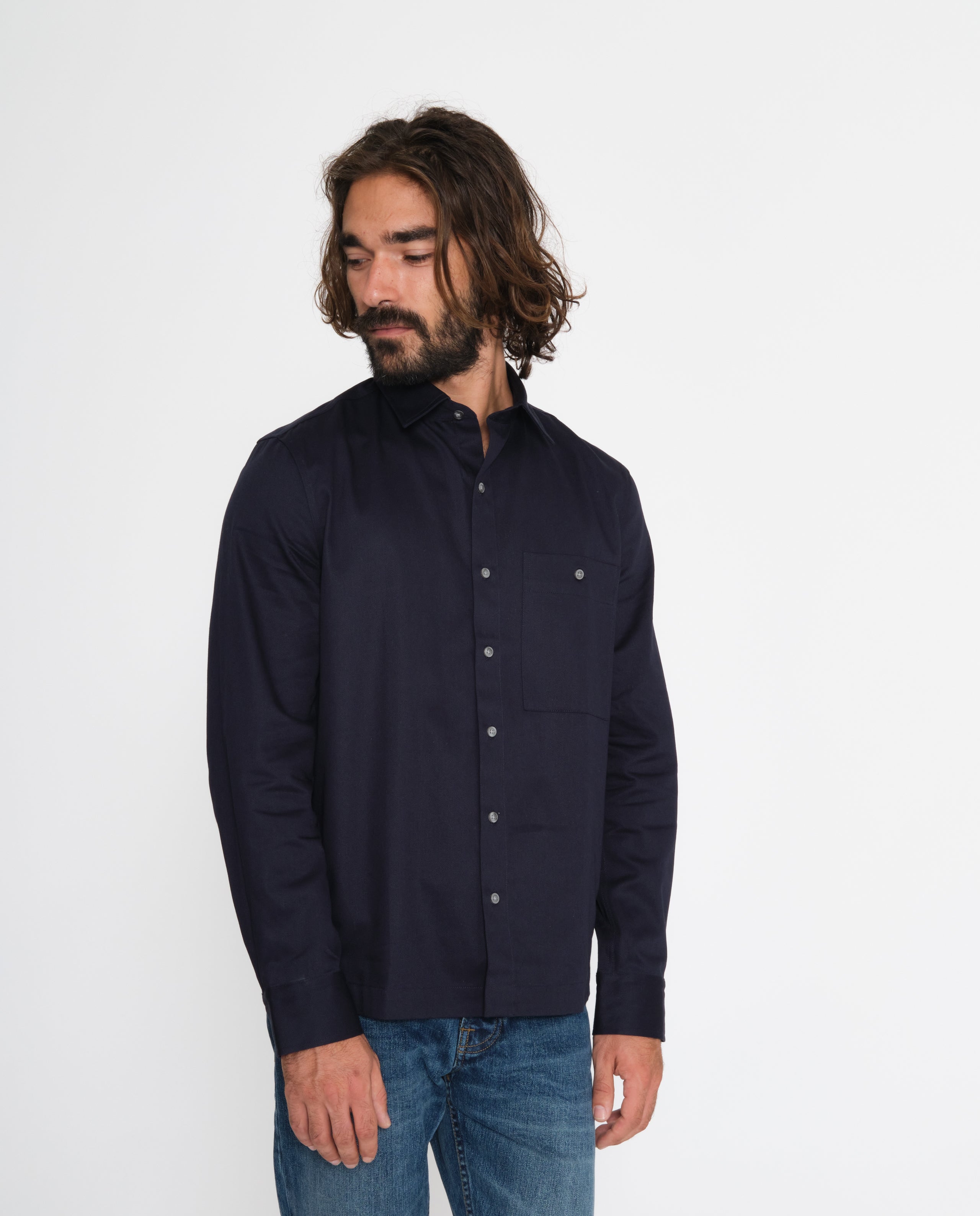 marché commun noyoco chemise homme coton biologique éco-responsable fabriquée en Europe bleu marine